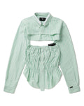 1/OFF PARIS Ruched striped cut-out shirt