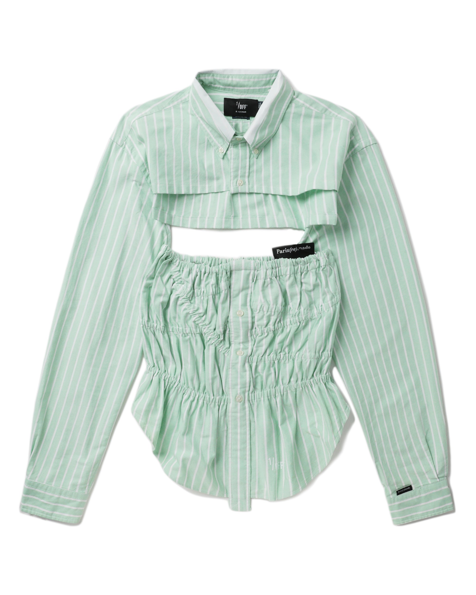 1/OFF PARIS Ruched striped cut-out shirt