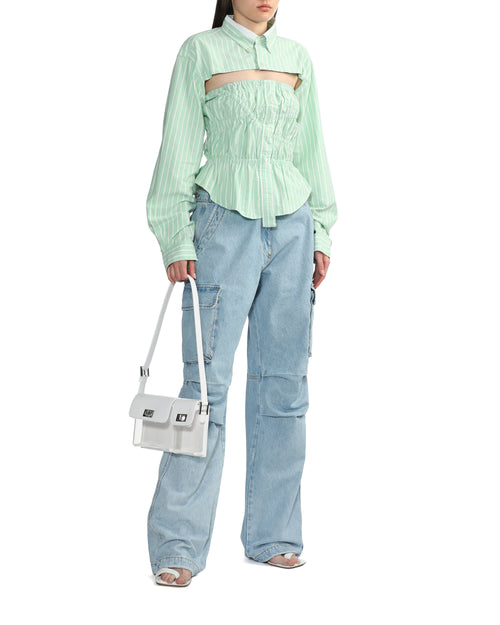 1/OFF PARIS Ruched striped cut-out shirt