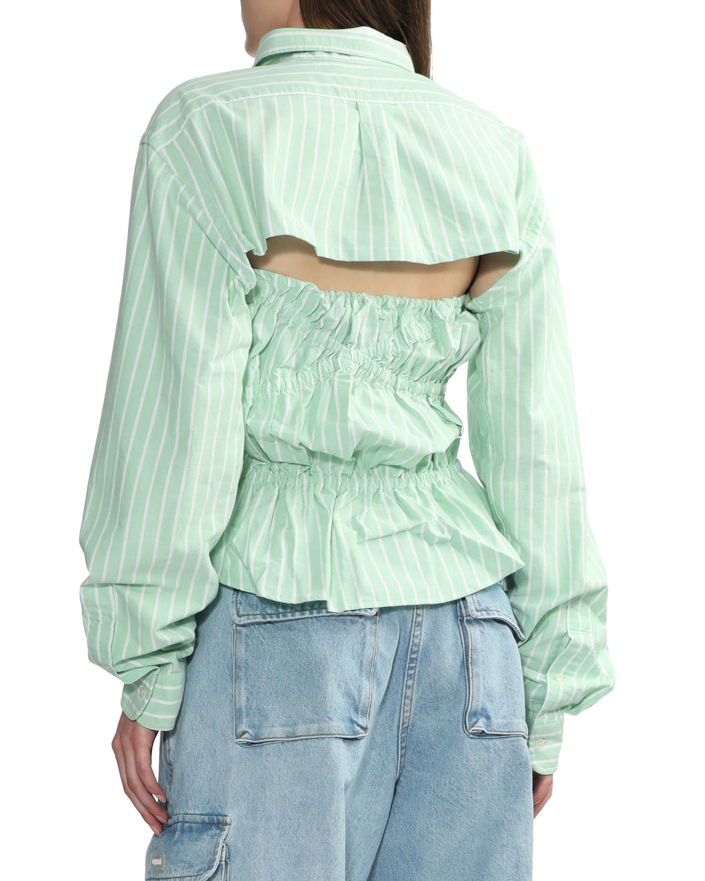 1/OFF PARIS Ruched striped cut-out shirt