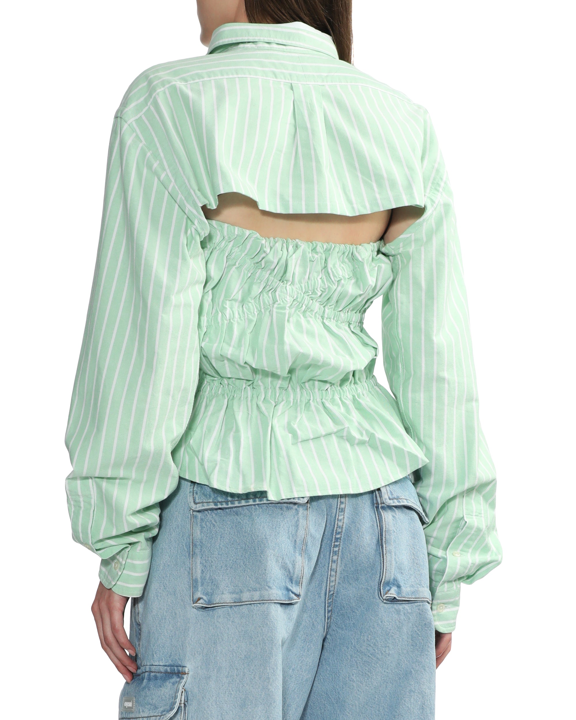 1/OFF PARIS Ruched striped cut-out shirt