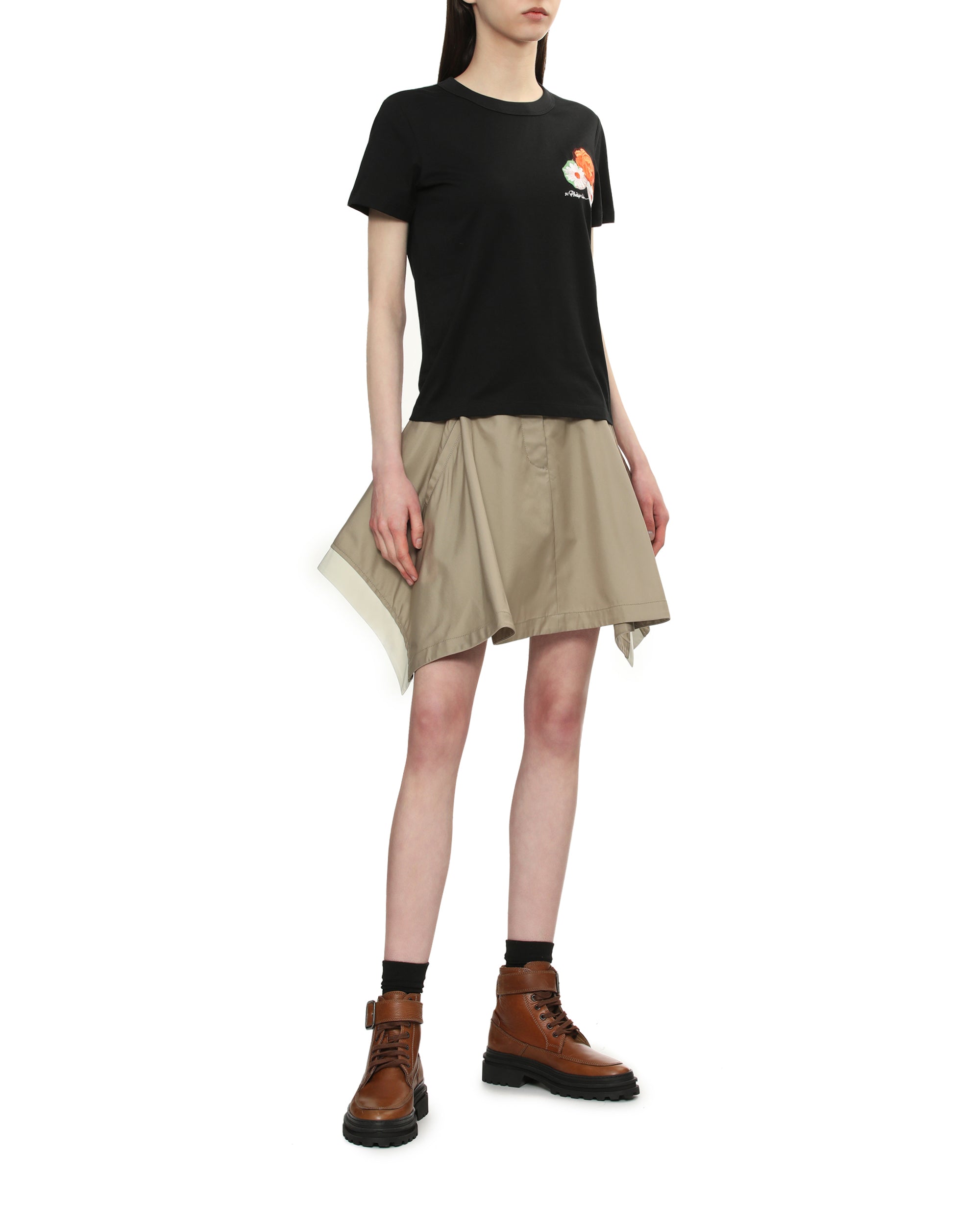 3.1 PHILLIP LIM Bouquet embroidery cropped tee