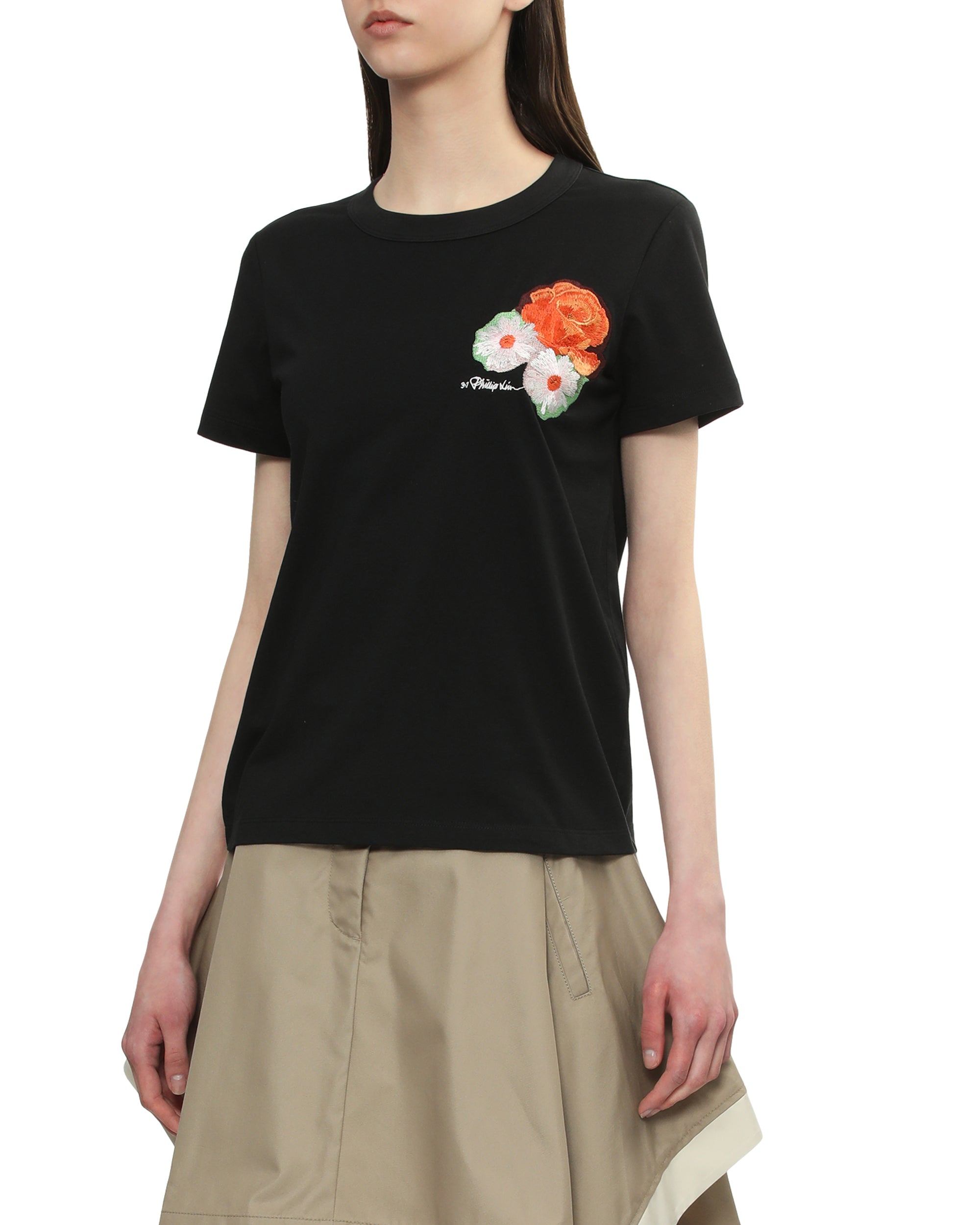 3.1 PHILLIP LIM Bouquet embroidery cropped tee