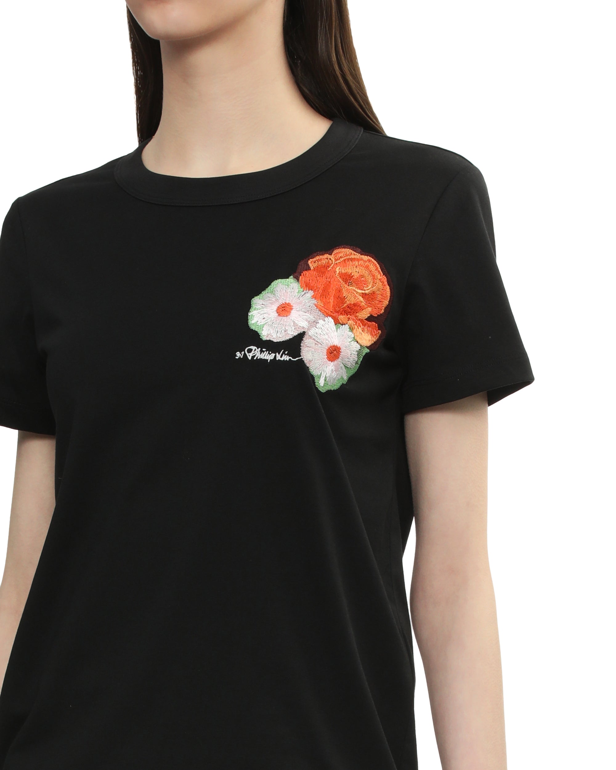 3.1 PHILLIP LIM Bouquet embroidery cropped tee