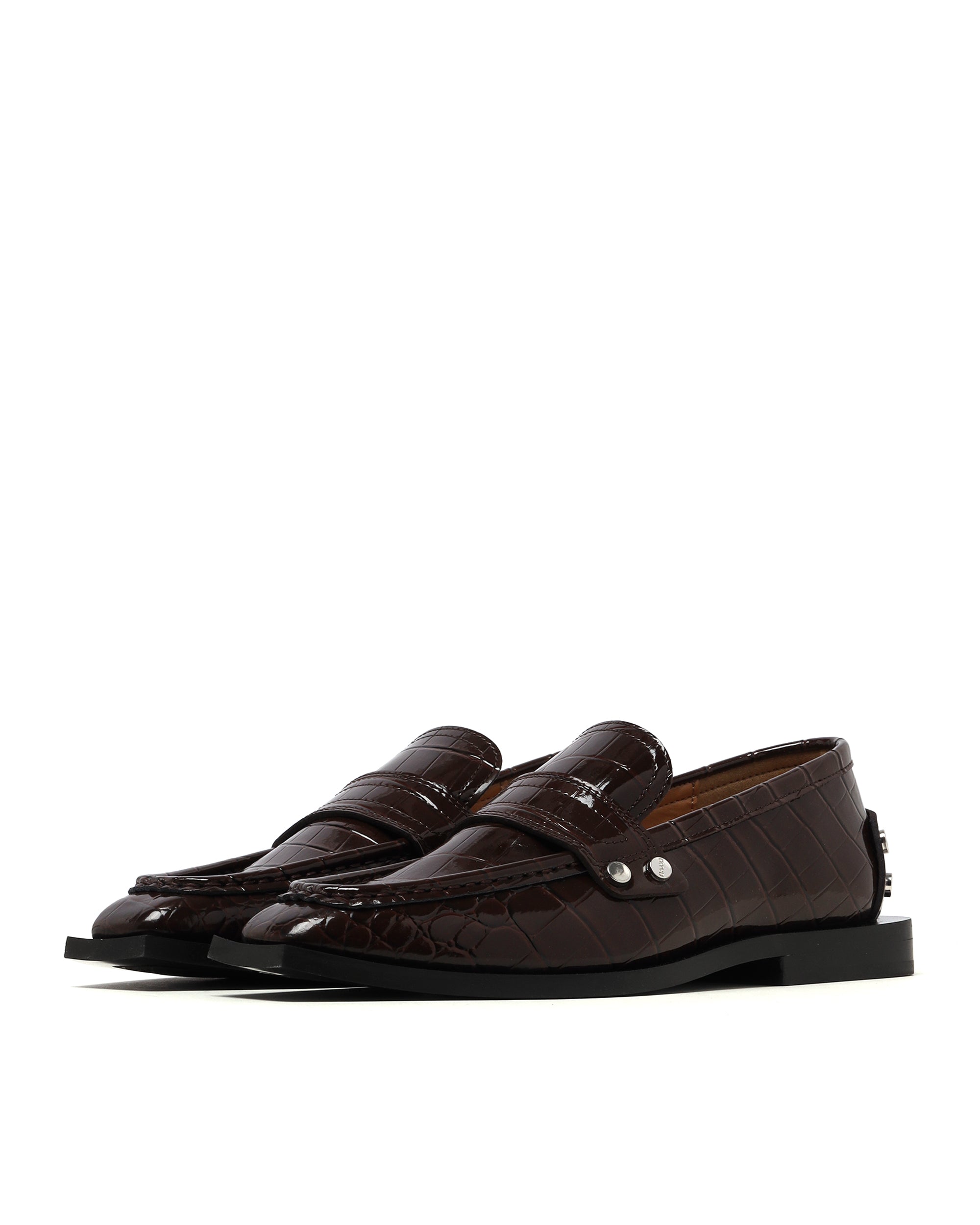 GANNI Croco studded loafers