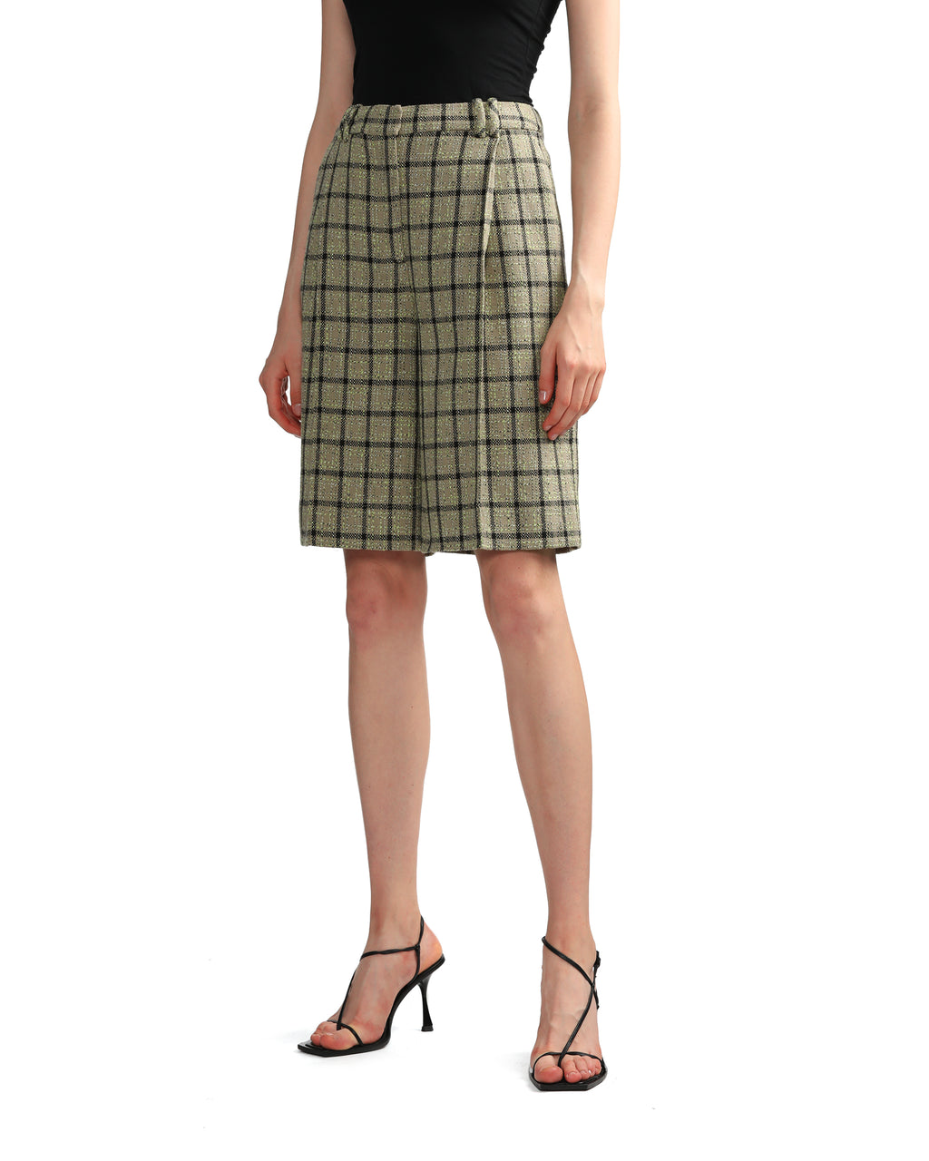 GANNI Check suiting relaxed pleated shorts