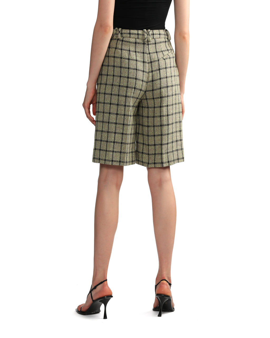 GANNI Check suiting relaxed pleated shorts