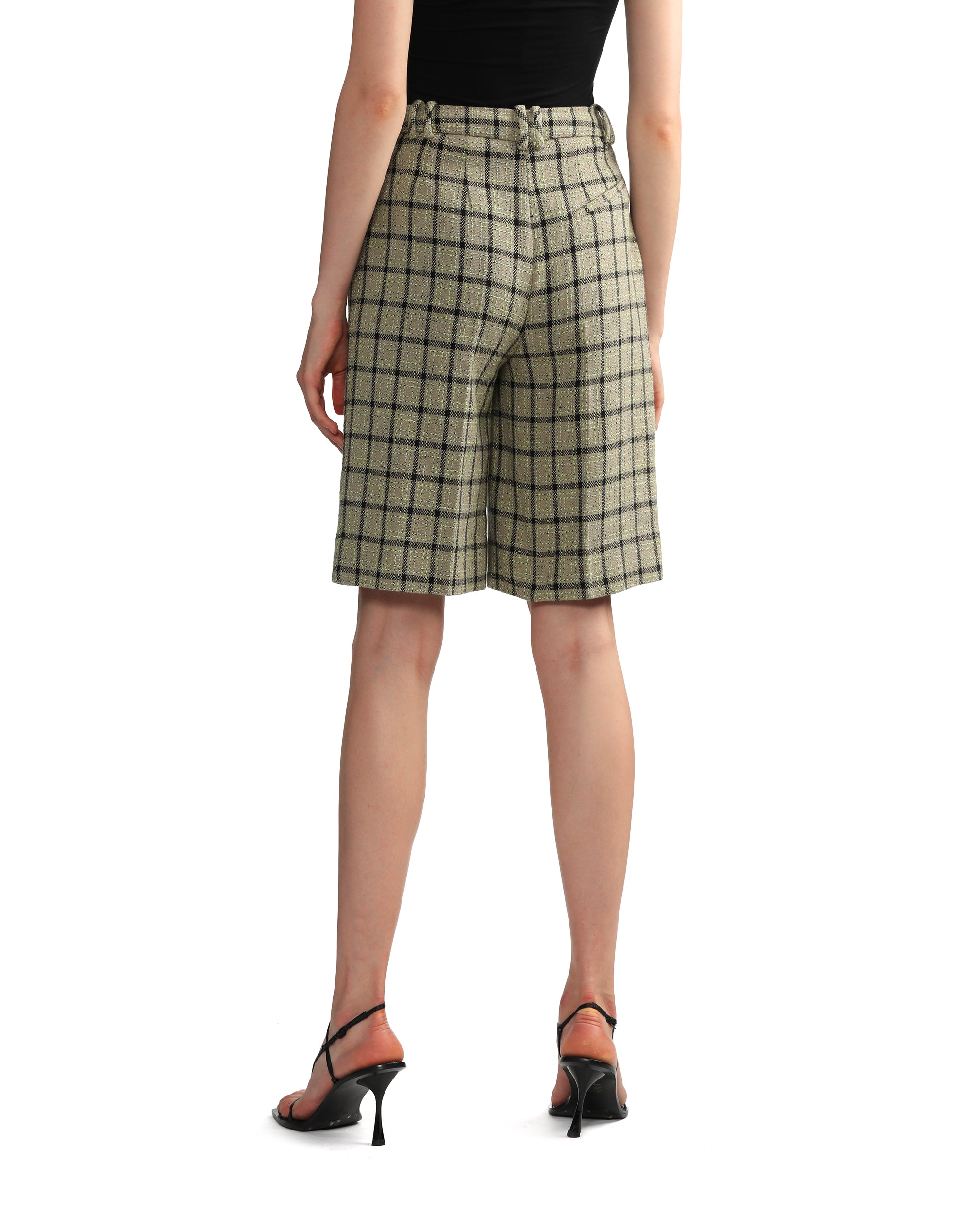 GANNI Check suiting relaxed pleated shorts