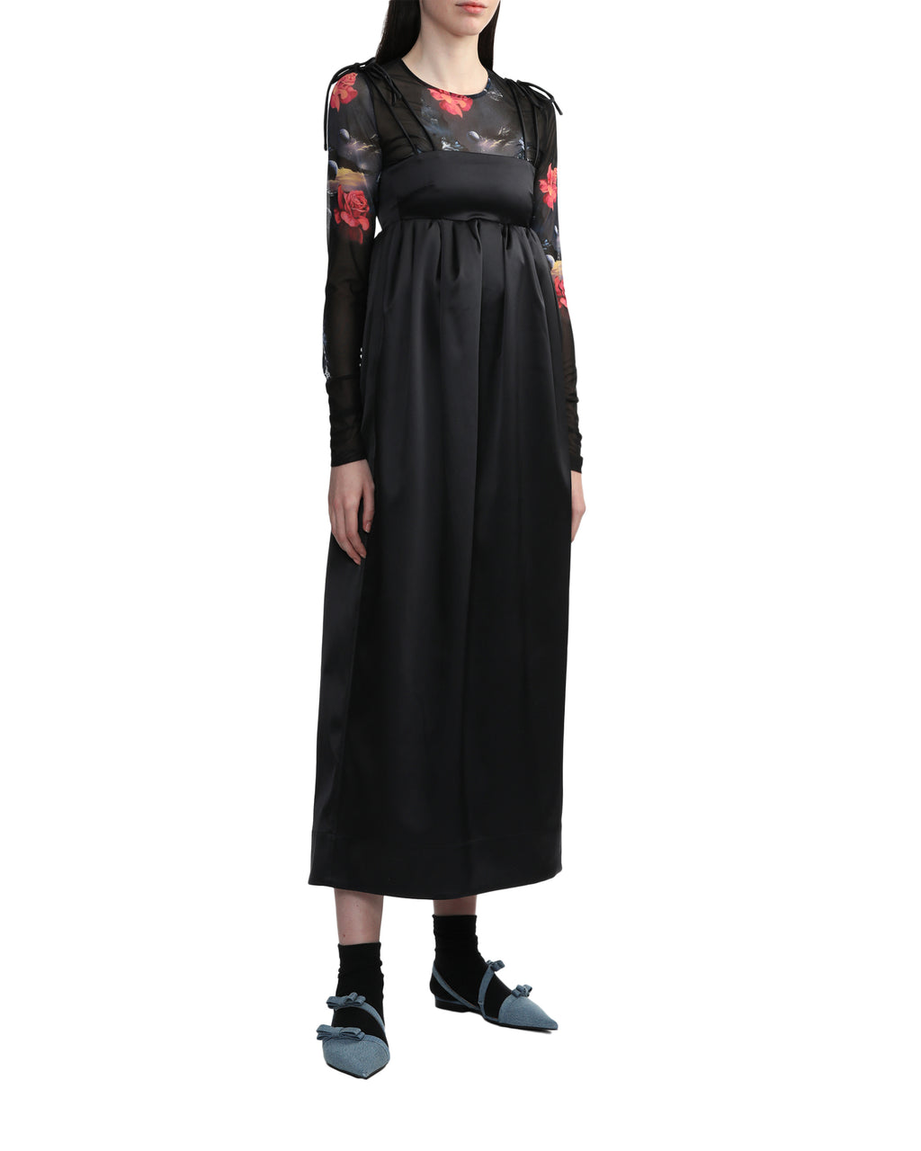 GANNI Double satin string dress