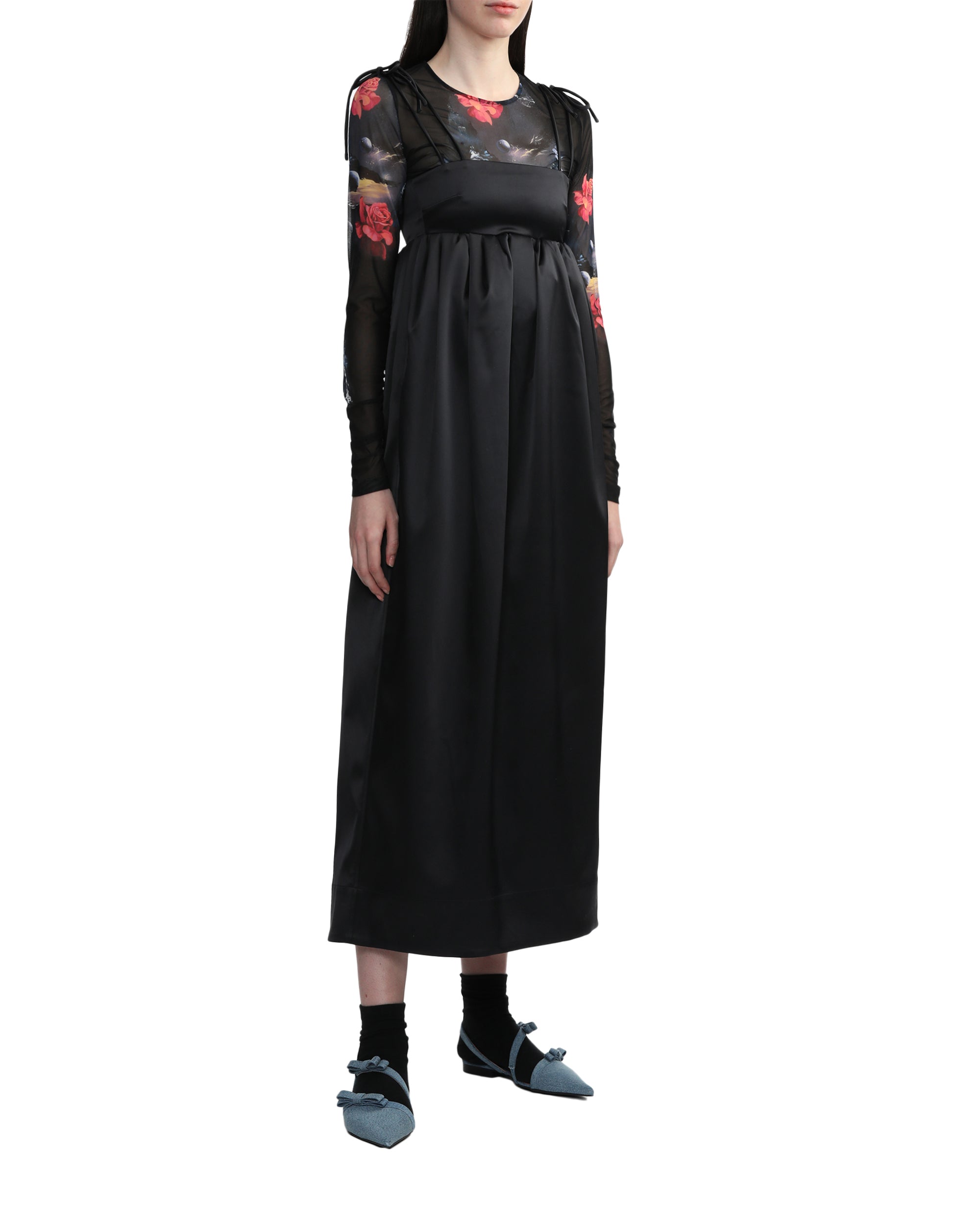 GANNI Double satin string dress