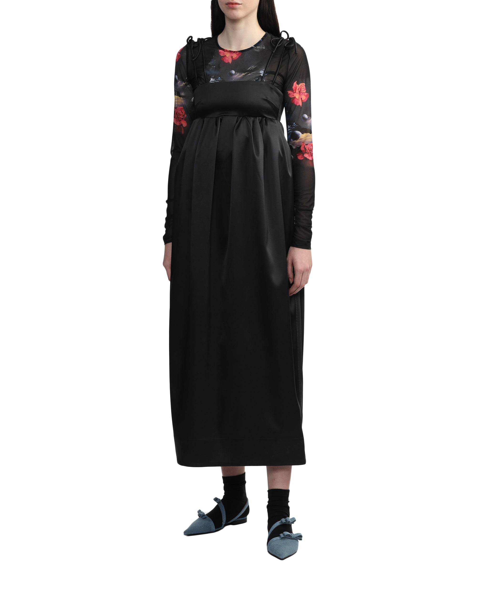 GANNI Double satin string dress