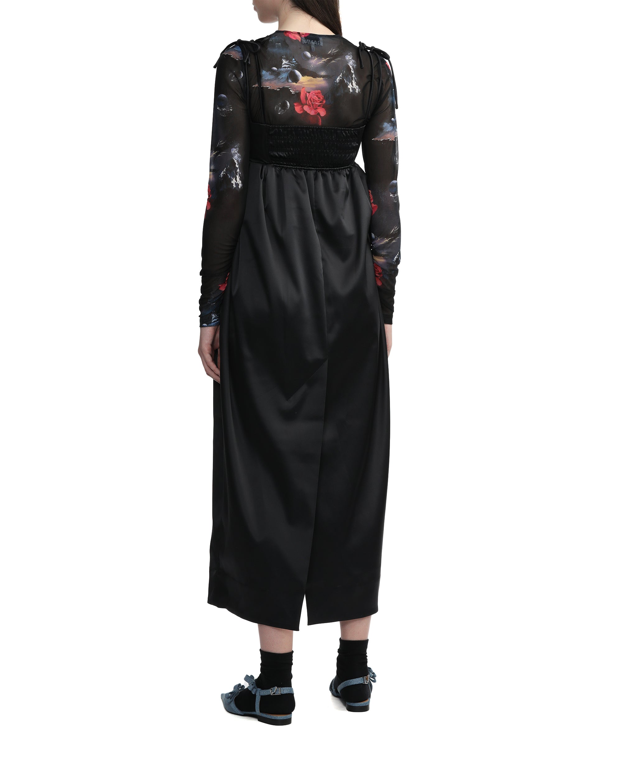 GANNI Double satin string dress