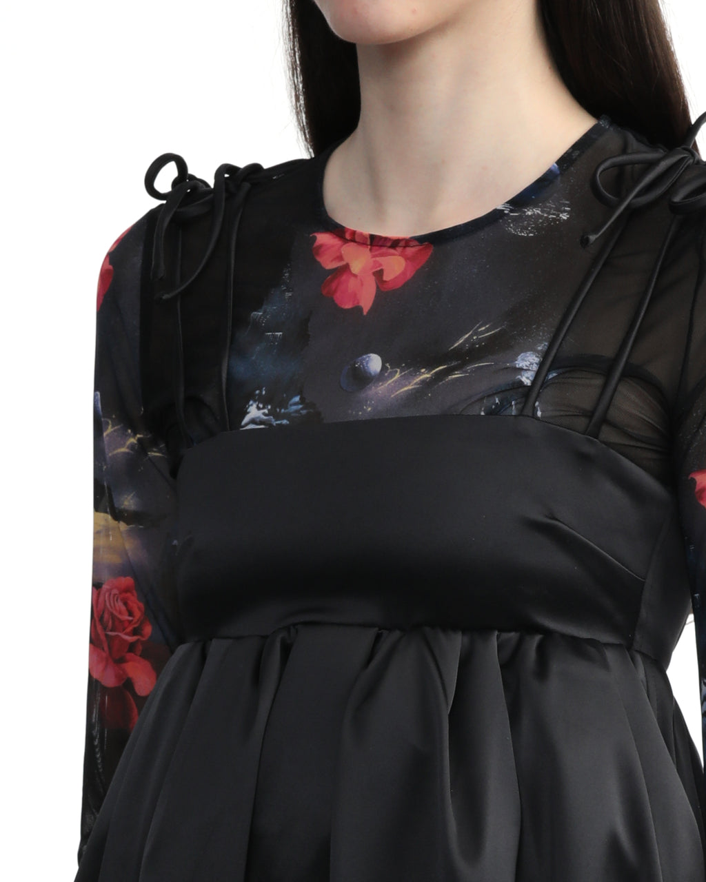 GANNI Double satin string dress