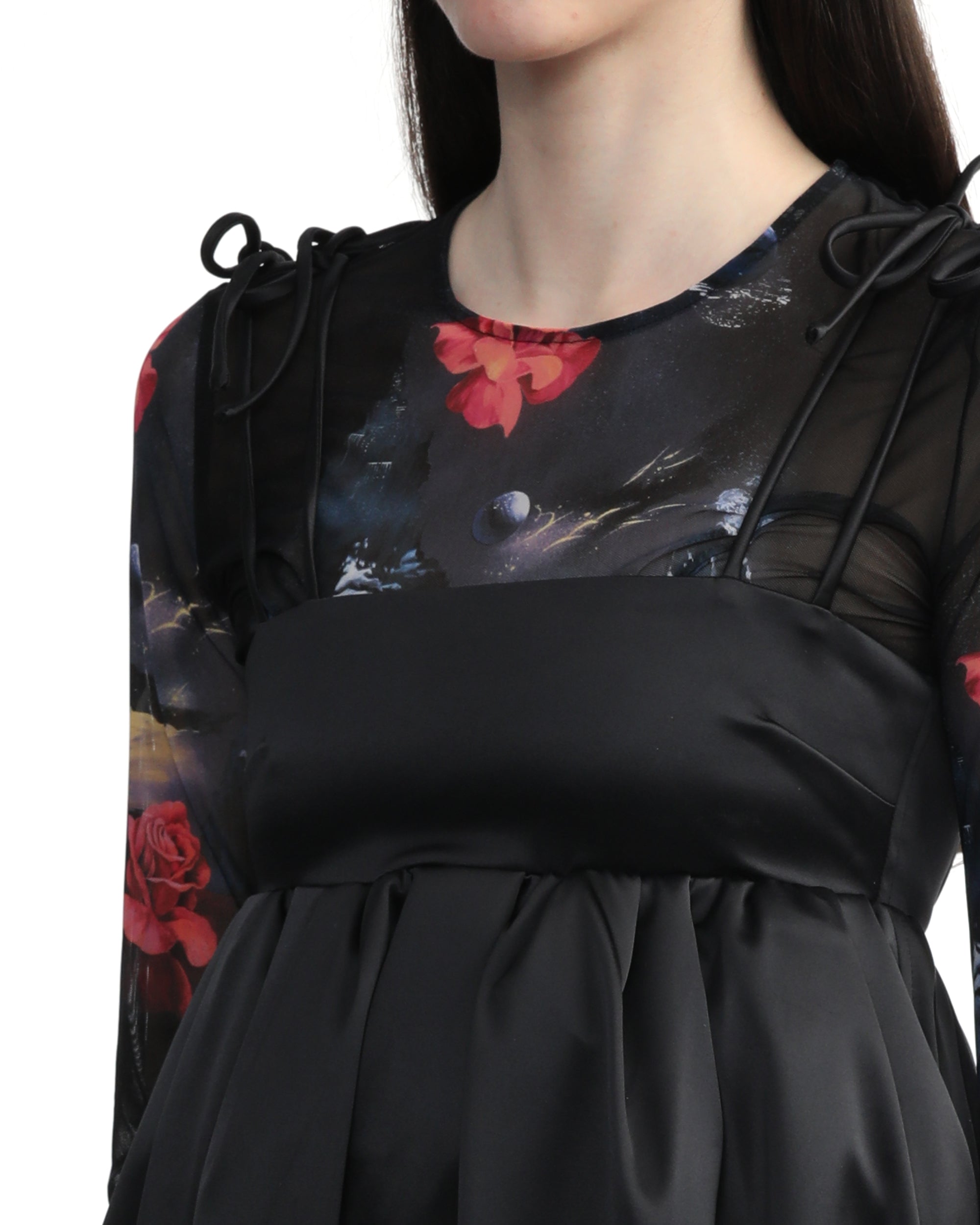 GANNI Double satin string dress