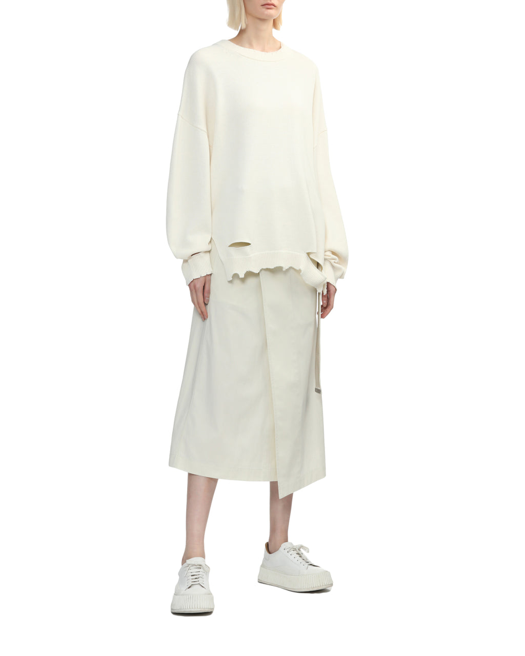 HELMUT LANG Distressed ribbed sweater