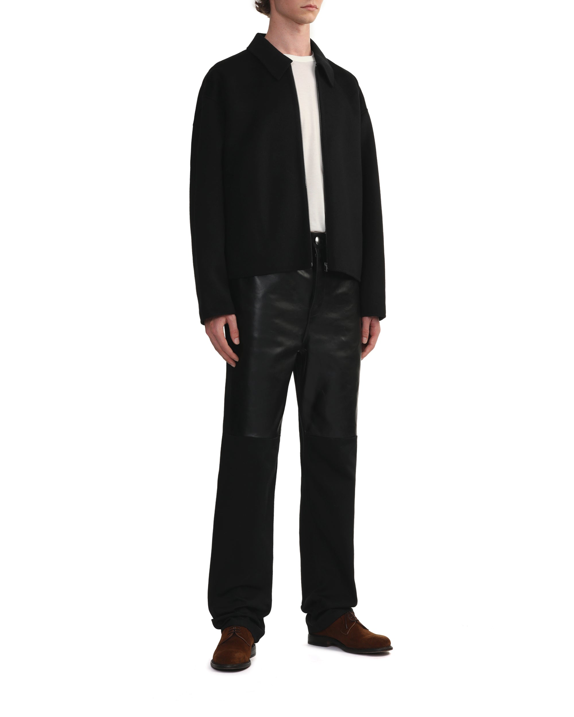 JIL SANDER Faux leather panel pants