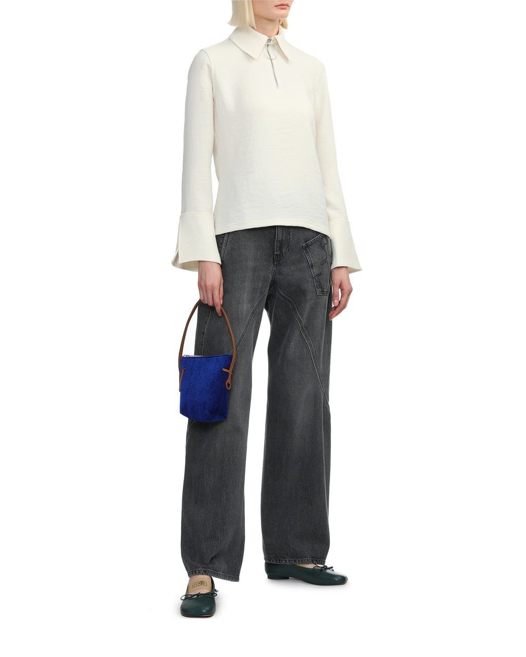 JW ANDERSON Mini anchor hobo chenille top handle bag