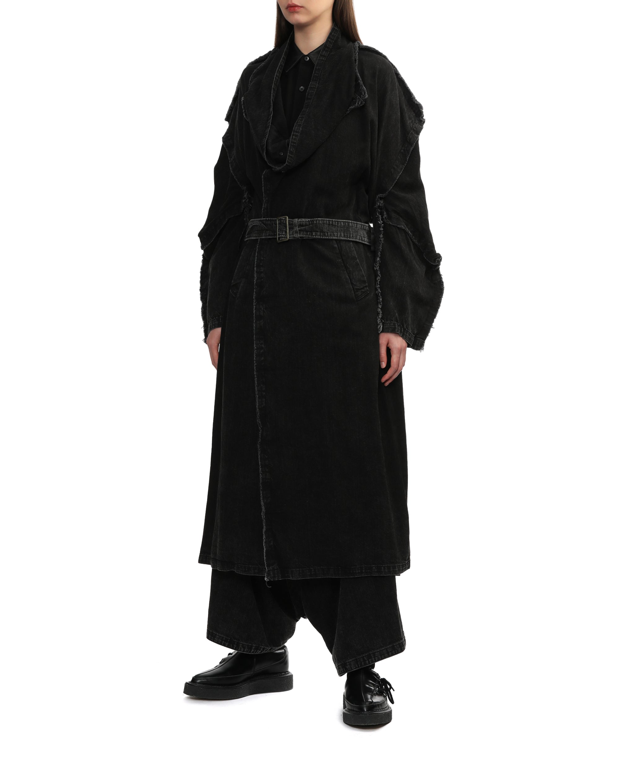 LIMI FEU Denim belted coat