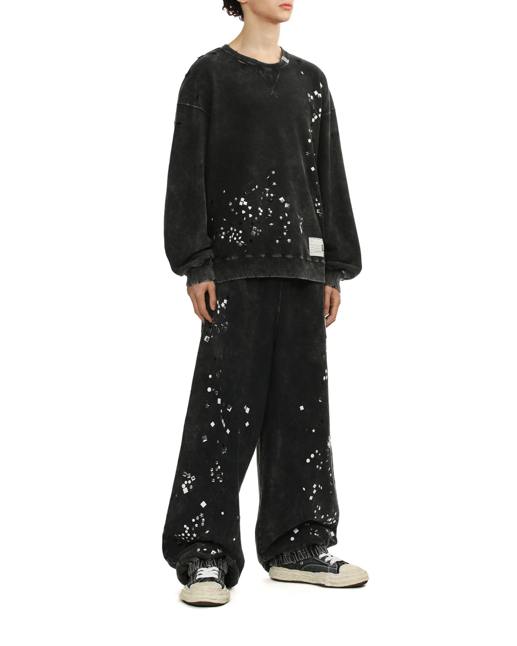 MAISON MIHARA YASUHIRO Embellished bleached sweatshirt