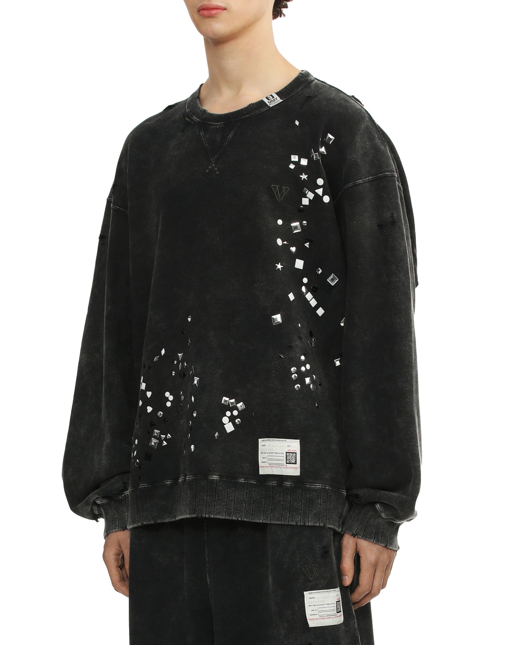 MAISON MIHARA YASUHIRO Embellished bleached sweatshirt