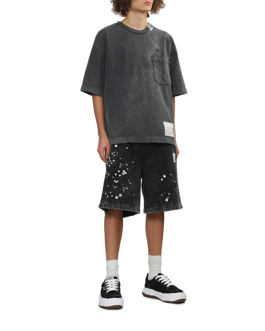 MAISON MIHARA YASUHIRO Embellished bleached sweat shorts