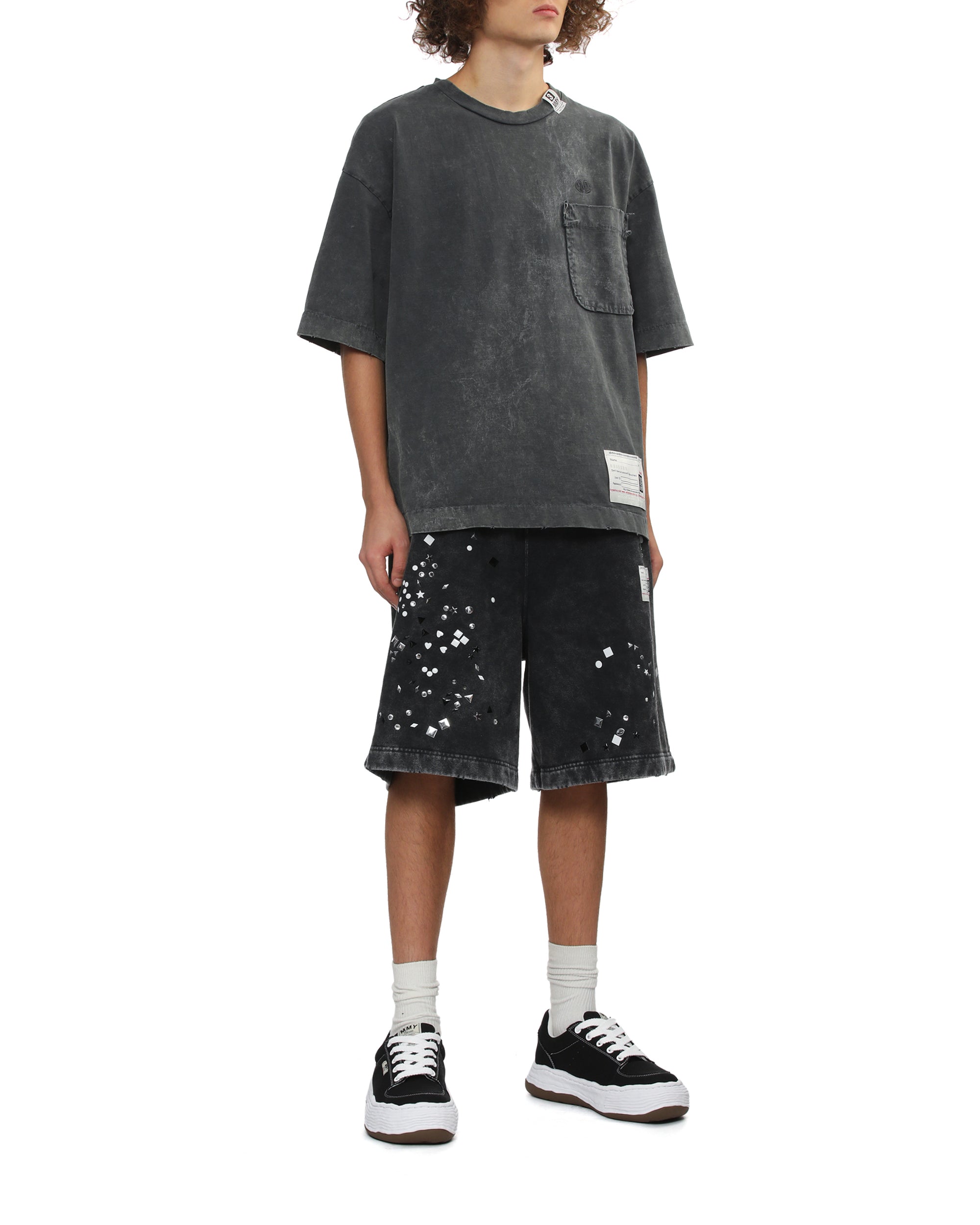 MAISON MIHARA YASUHIRO Embellished bleached sweat shorts