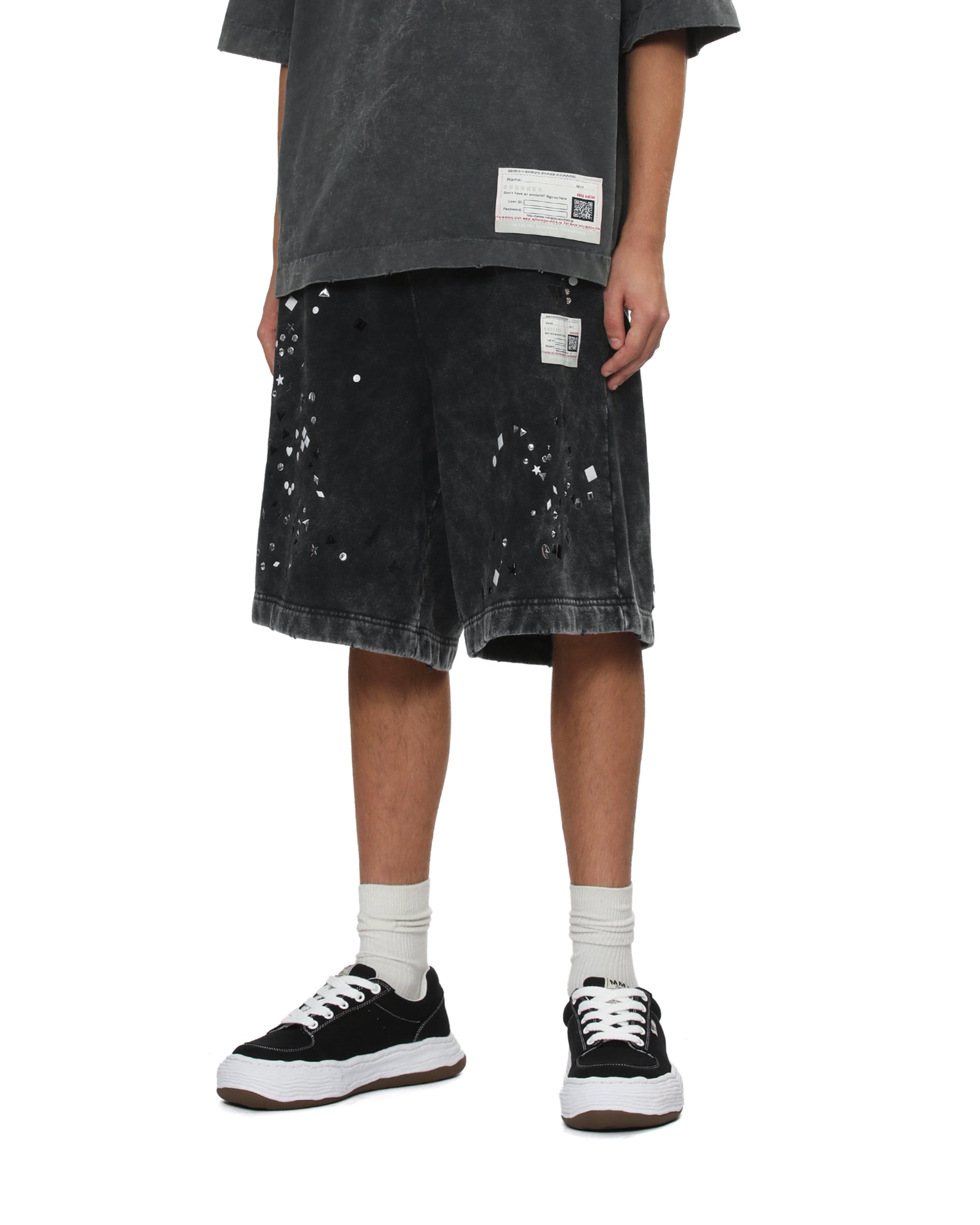 MAISON MIHARA YASUHIRO Embellished bleached sweat shorts