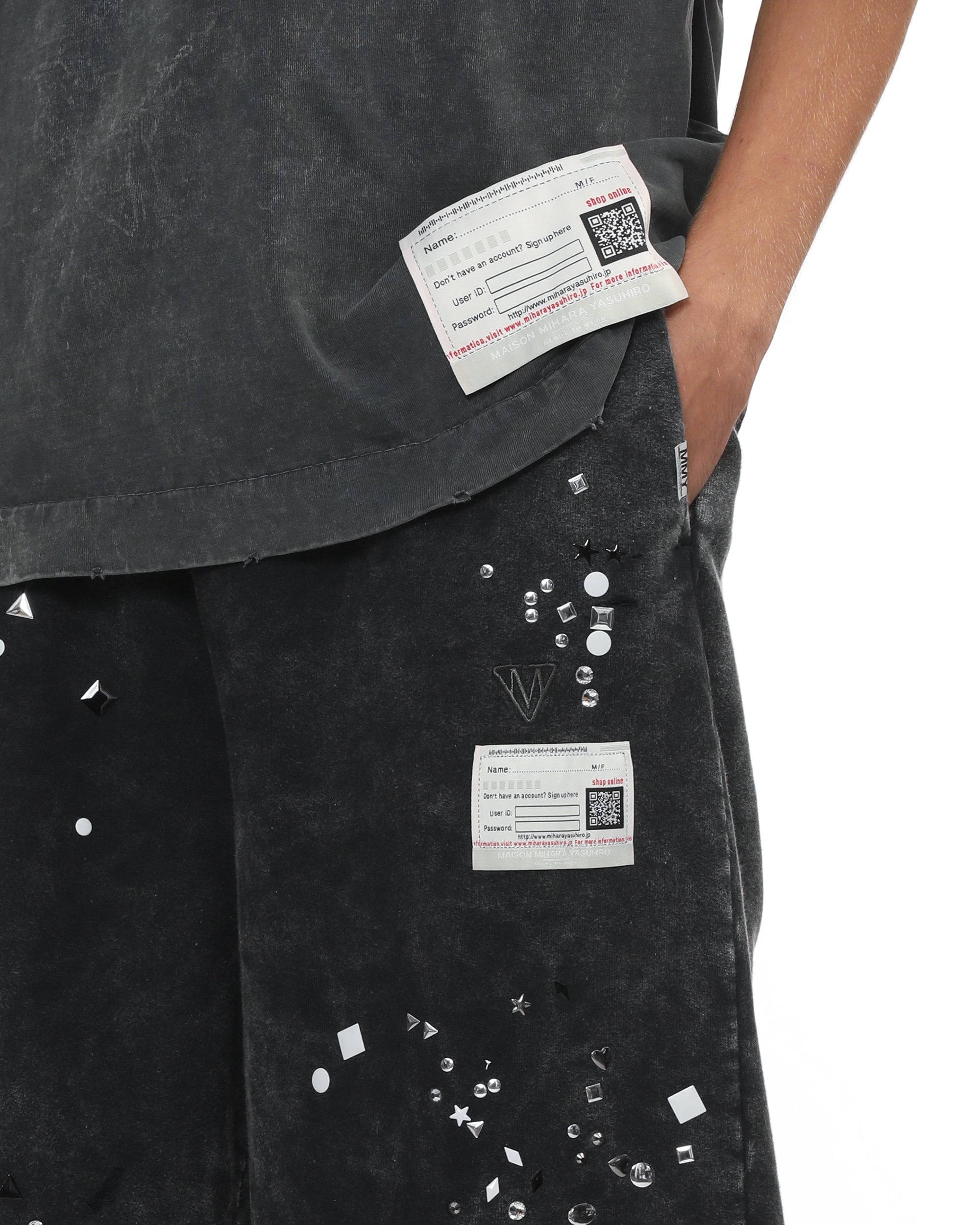 MAISON MIHARA YASUHIRO Embellished bleached sweat shorts