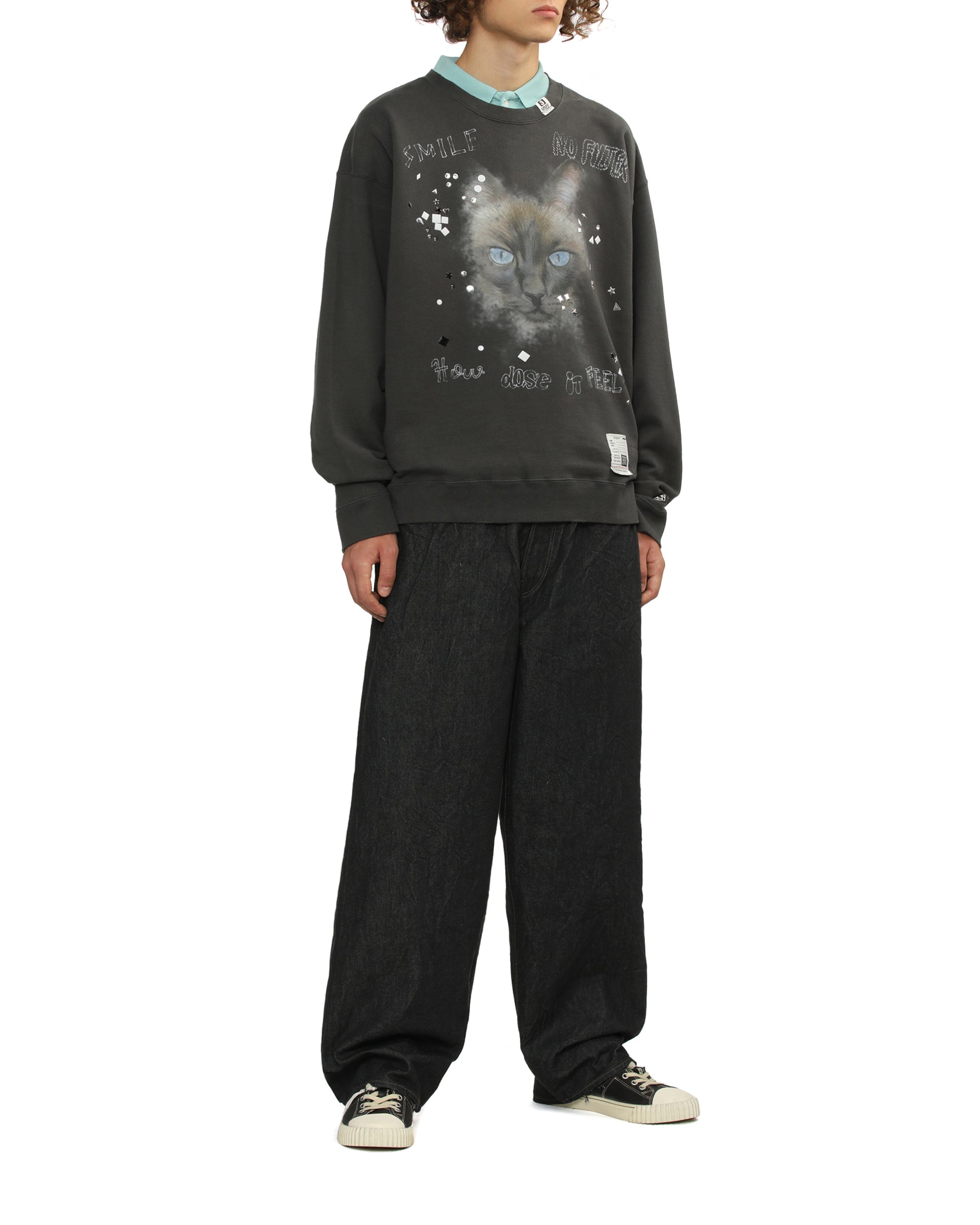 MAISON MIHARA YASUHIRO Printed embellished distressed sweatshirt