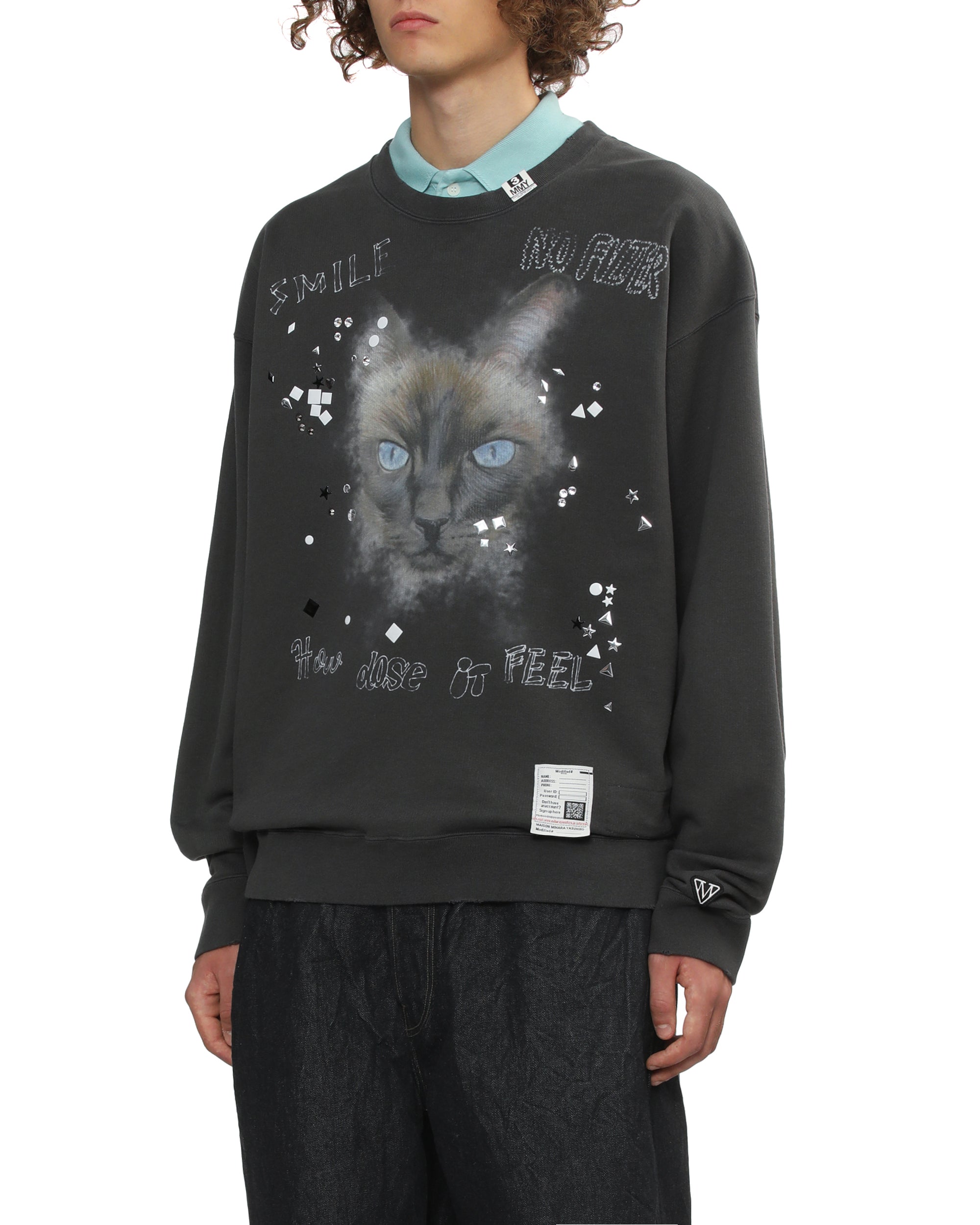 MAISON MIHARA YASUHIRO Printed embellished distressed sweatshirt