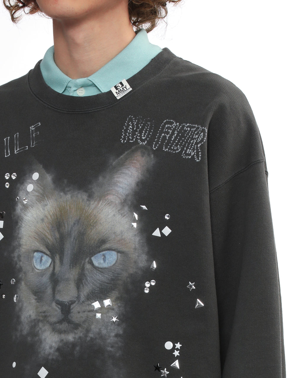 MAISON MIHARA YASUHIRO Printed embellished distressed sweatshirt