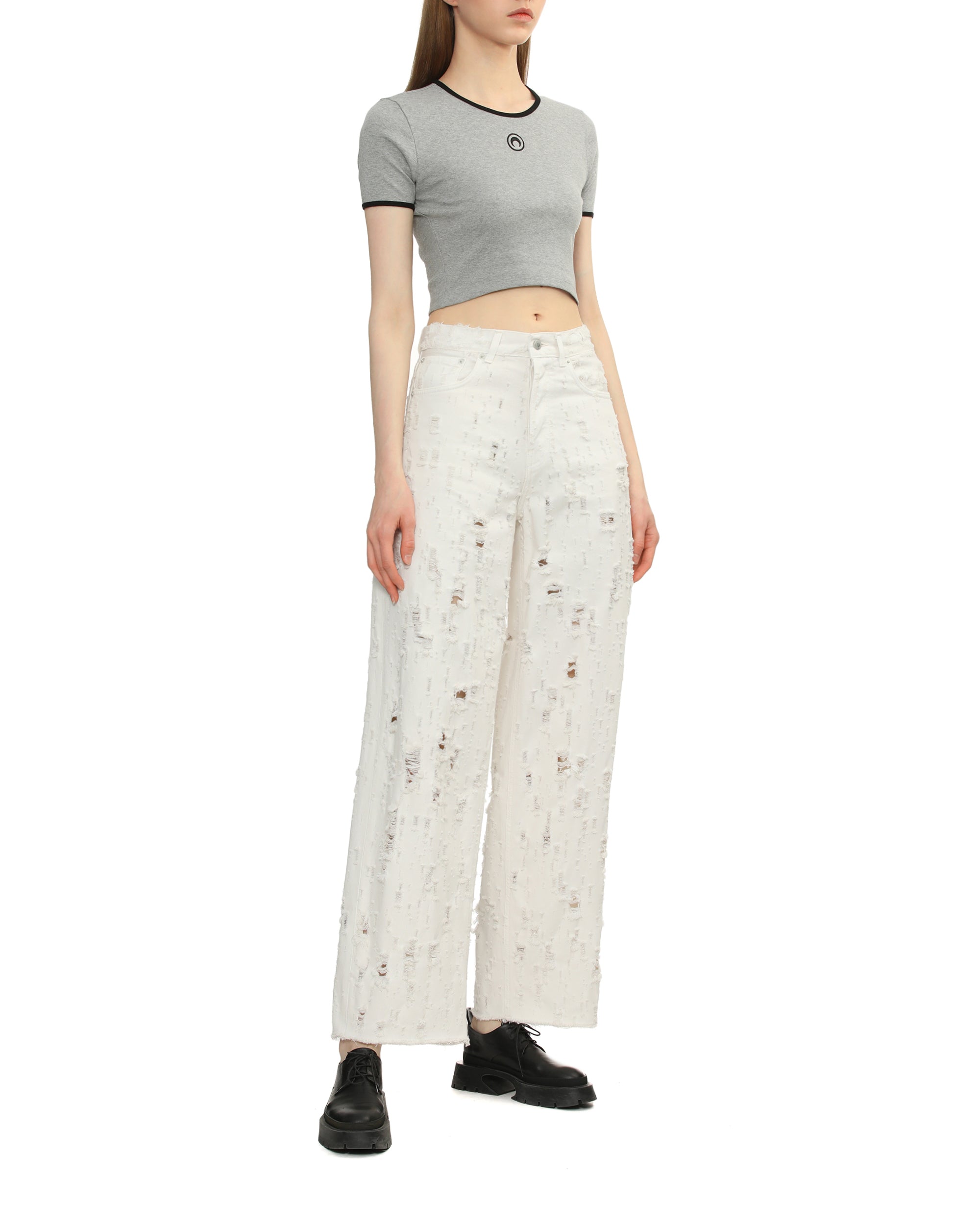 MARINE SERRE Moon logo jersey cropped tee