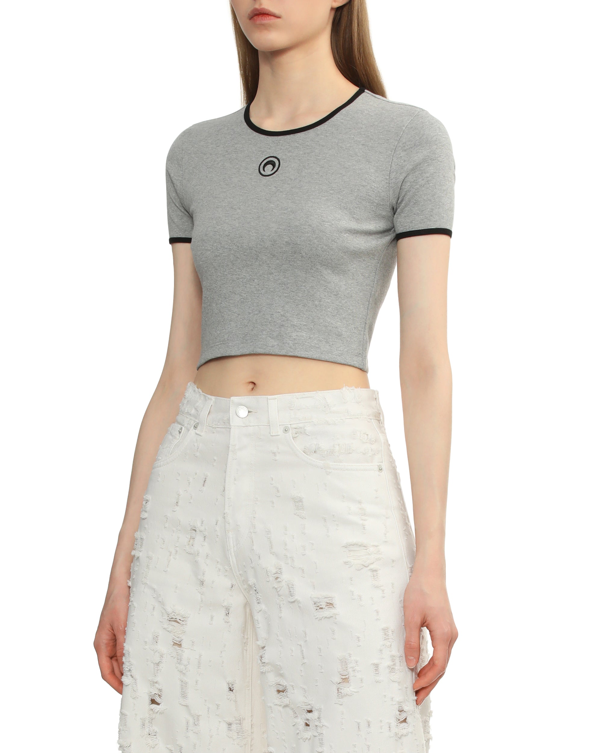 MARINE SERRE Moon logo jersey cropped tee