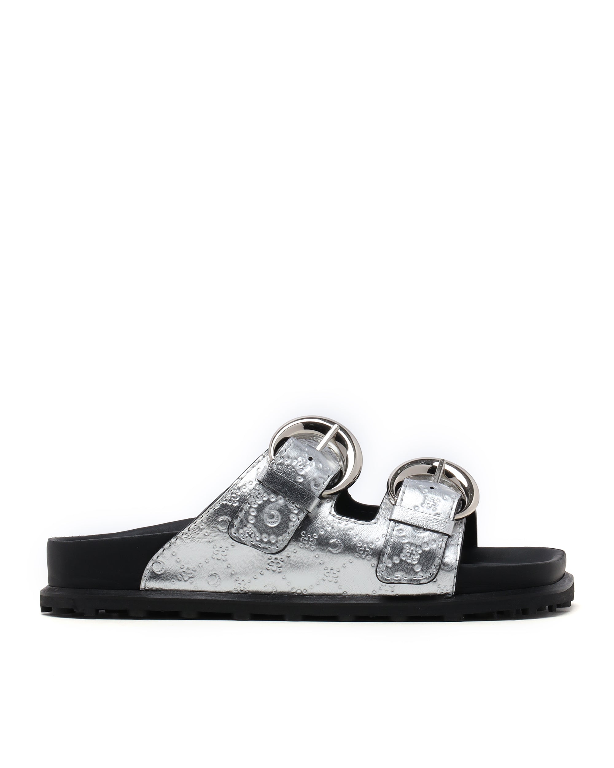 MARINE SERRE Laminated leather ground sandals