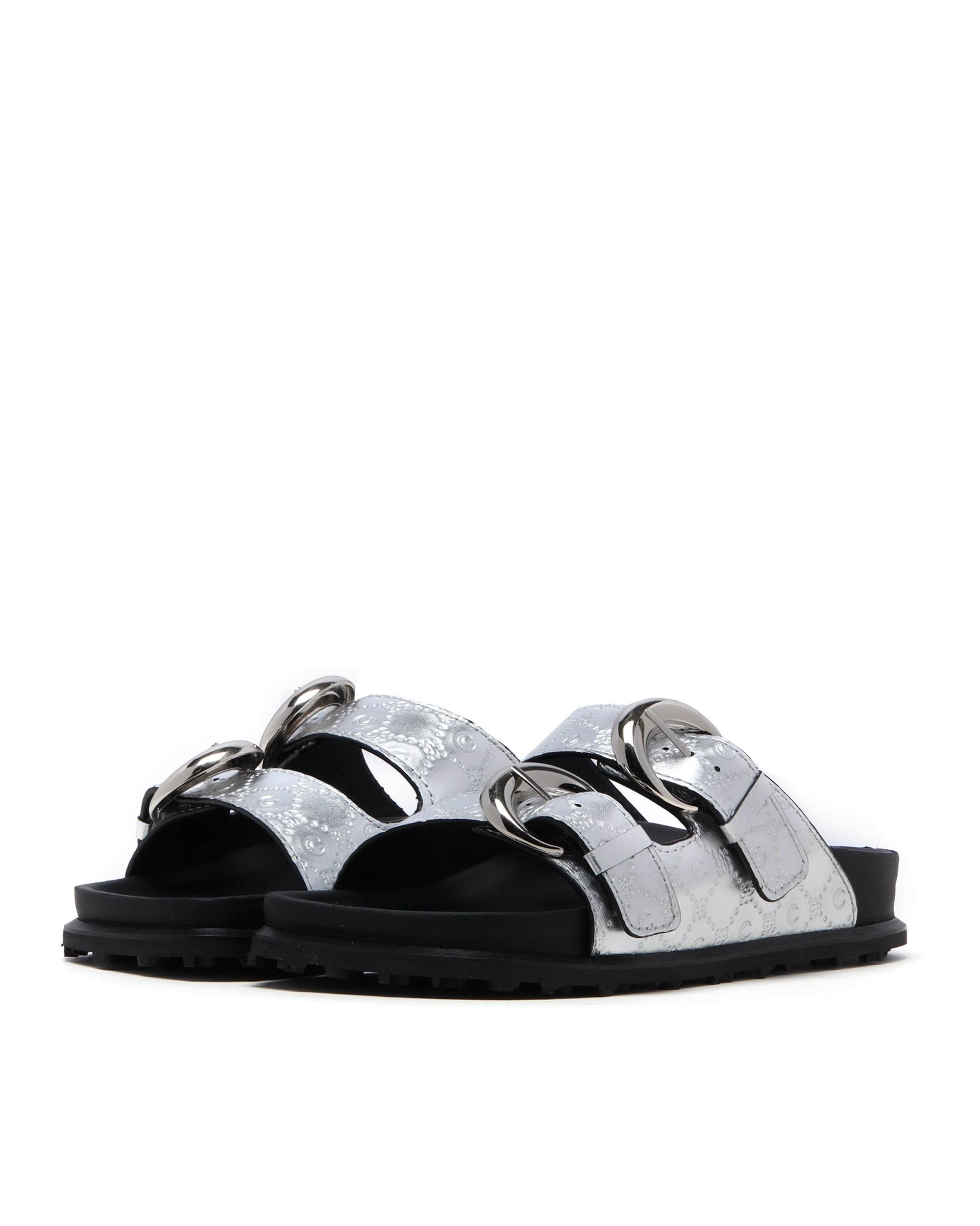 MARINE SERRE Laminated leather ground sandals