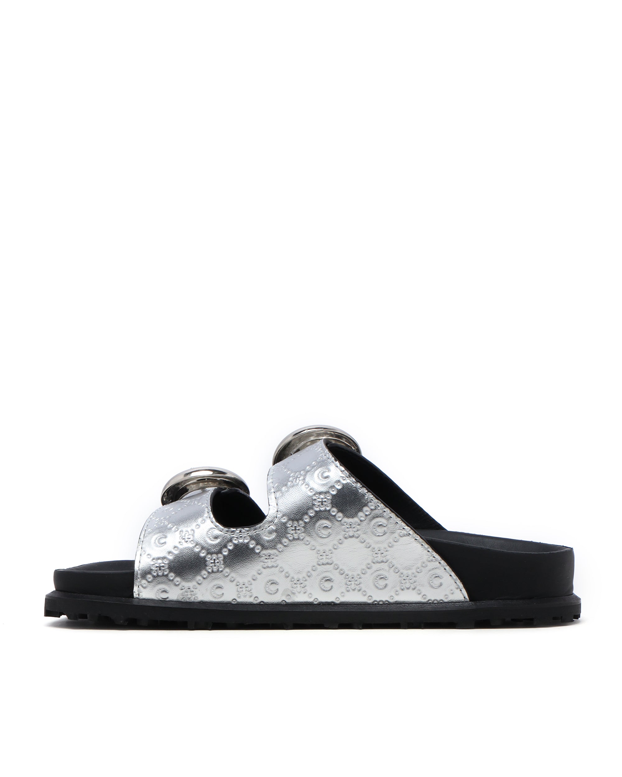 MARINE SERRE Laminated leather ground sandals