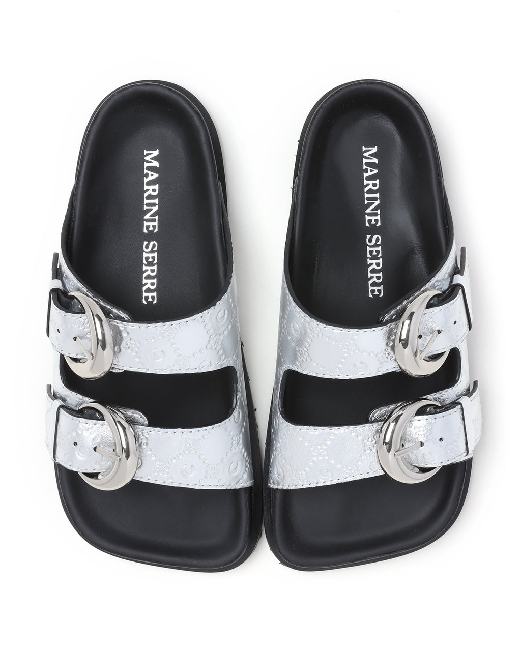 MARINE SERRE Laminated leather ground sandals