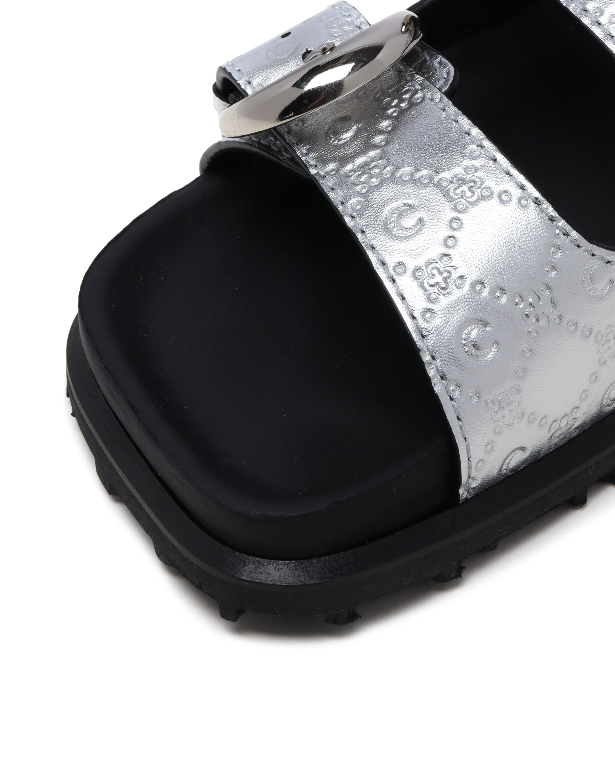 MARINE SERRE Laminated leather ground sandals