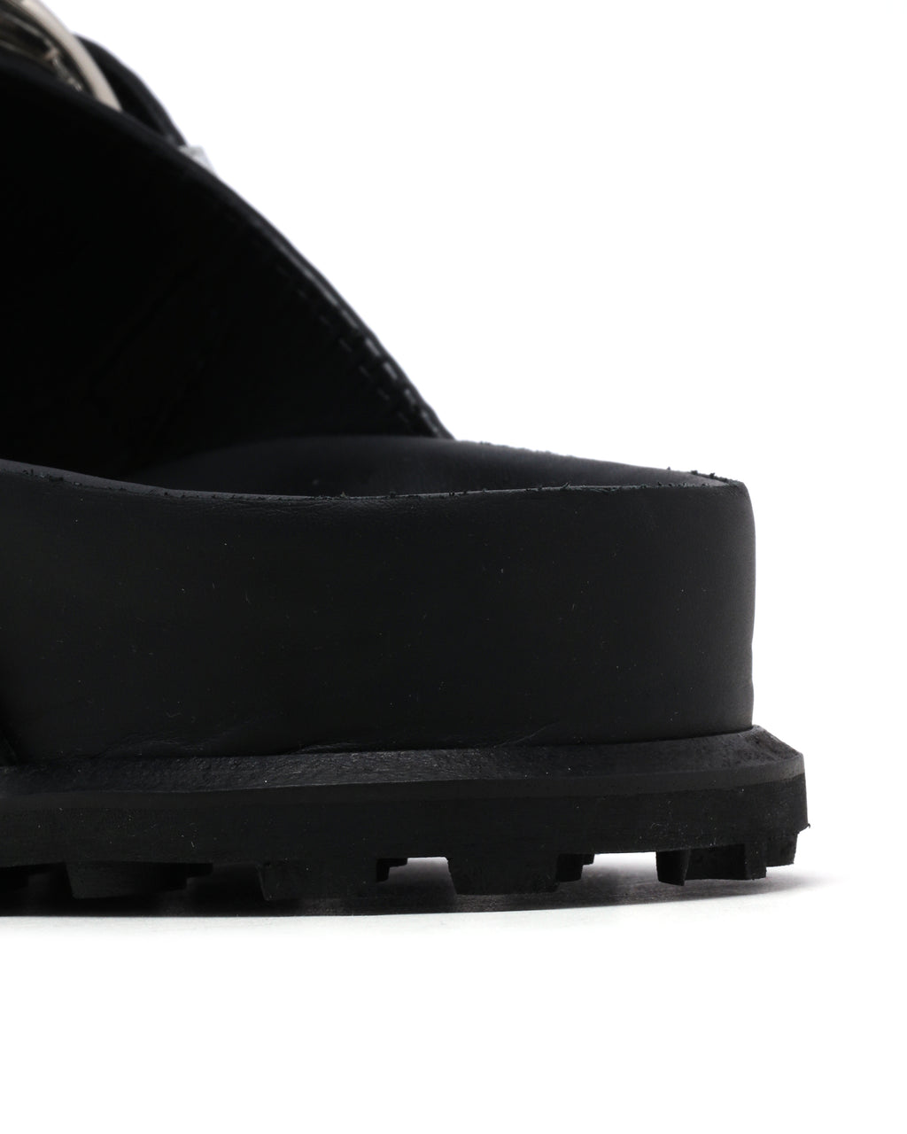 MARINE SERRE Laminated leather ground sandals