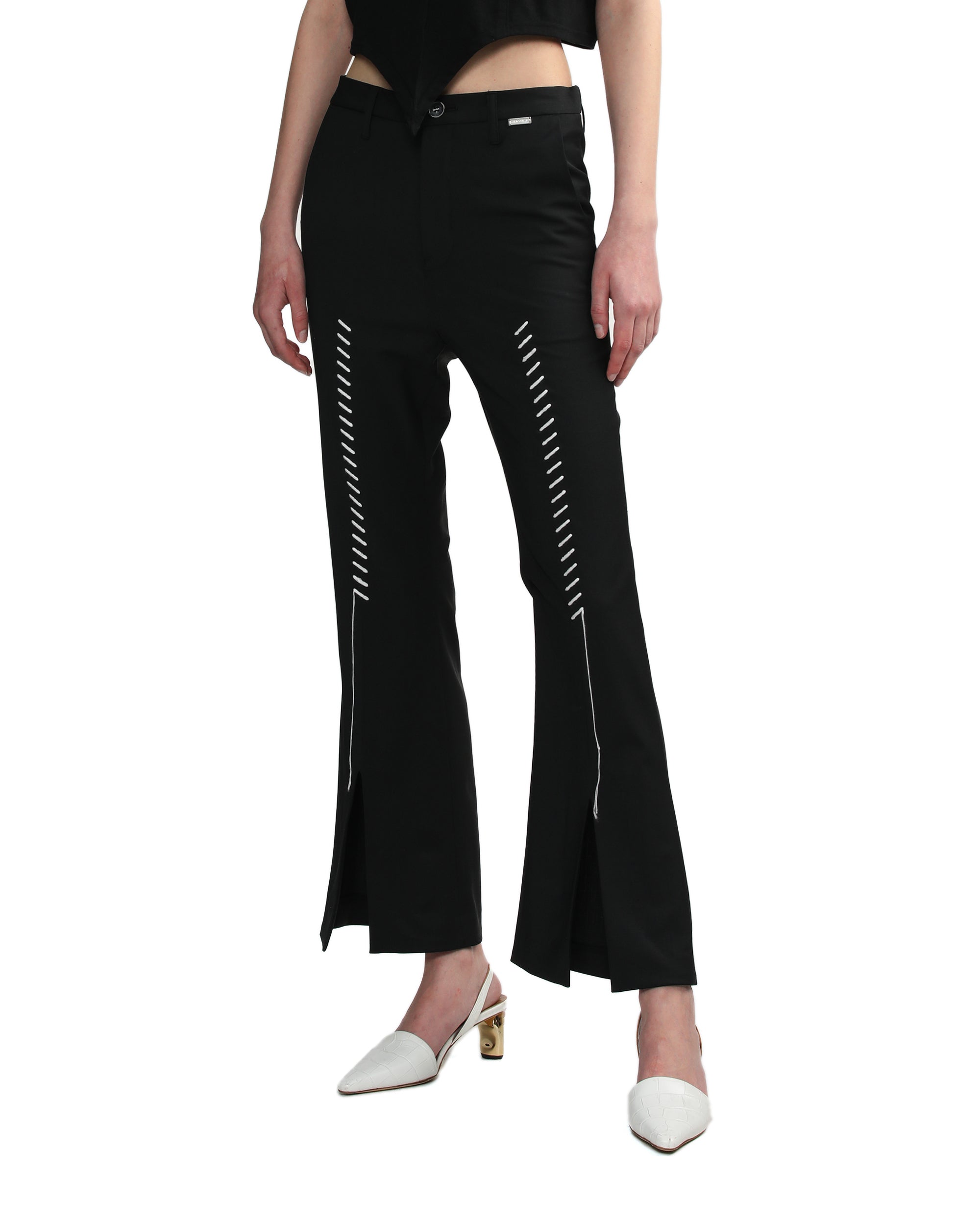 MIKAGE SHIN Embroidery slit flare pants