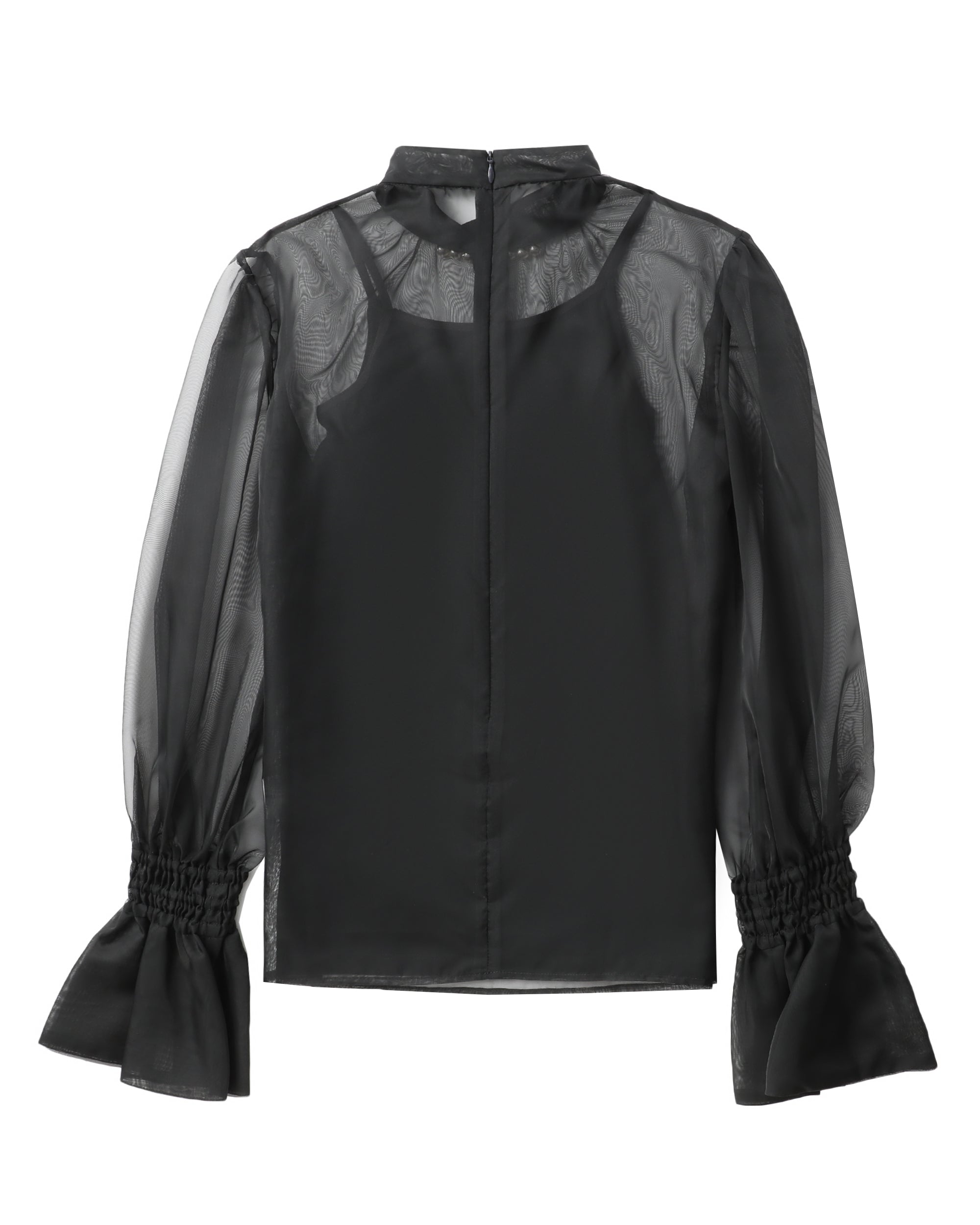 MIKAGE SHIN Graphic patch semi-sheer top