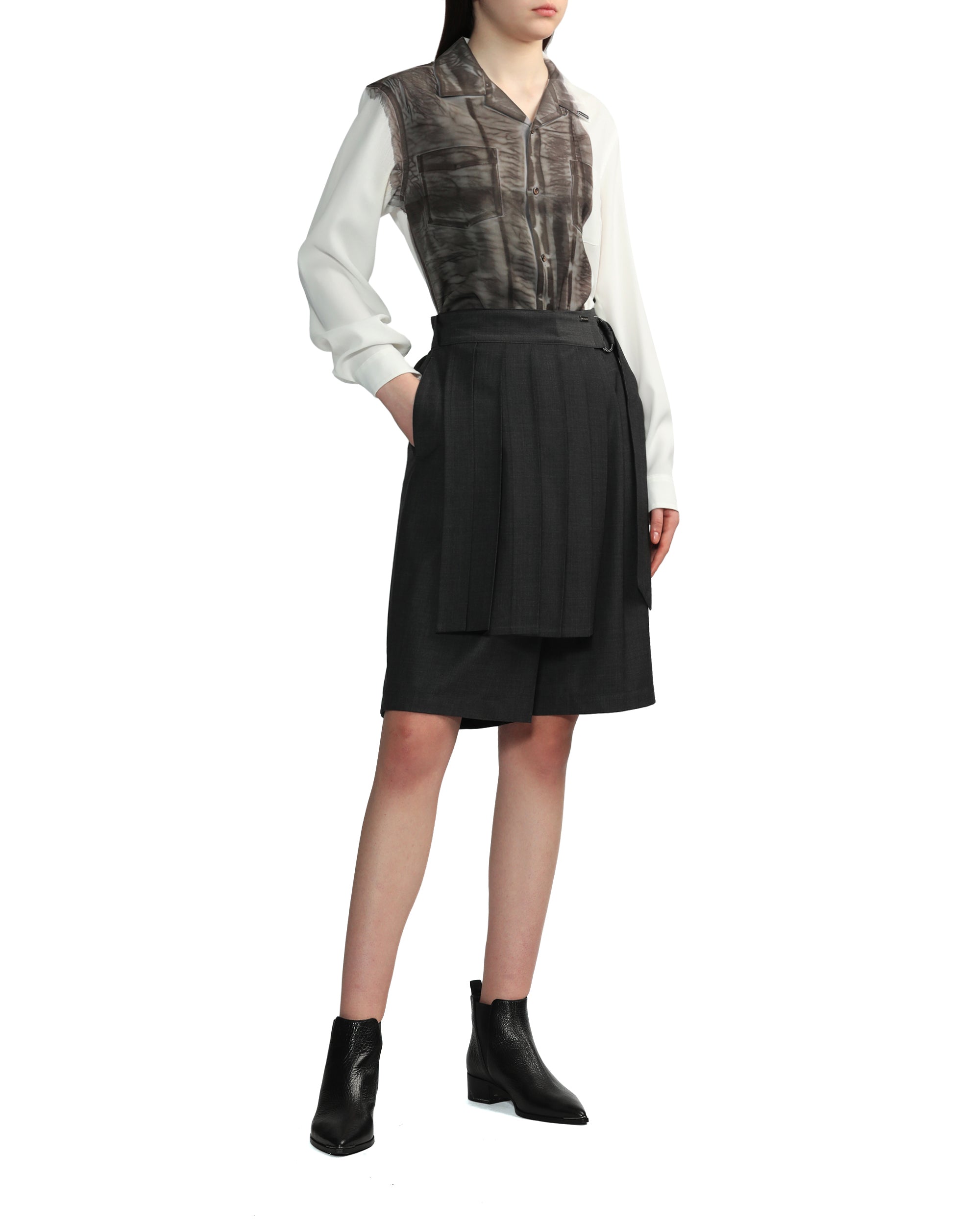 MIKAGE SHIN Leather-like hand printed shirt