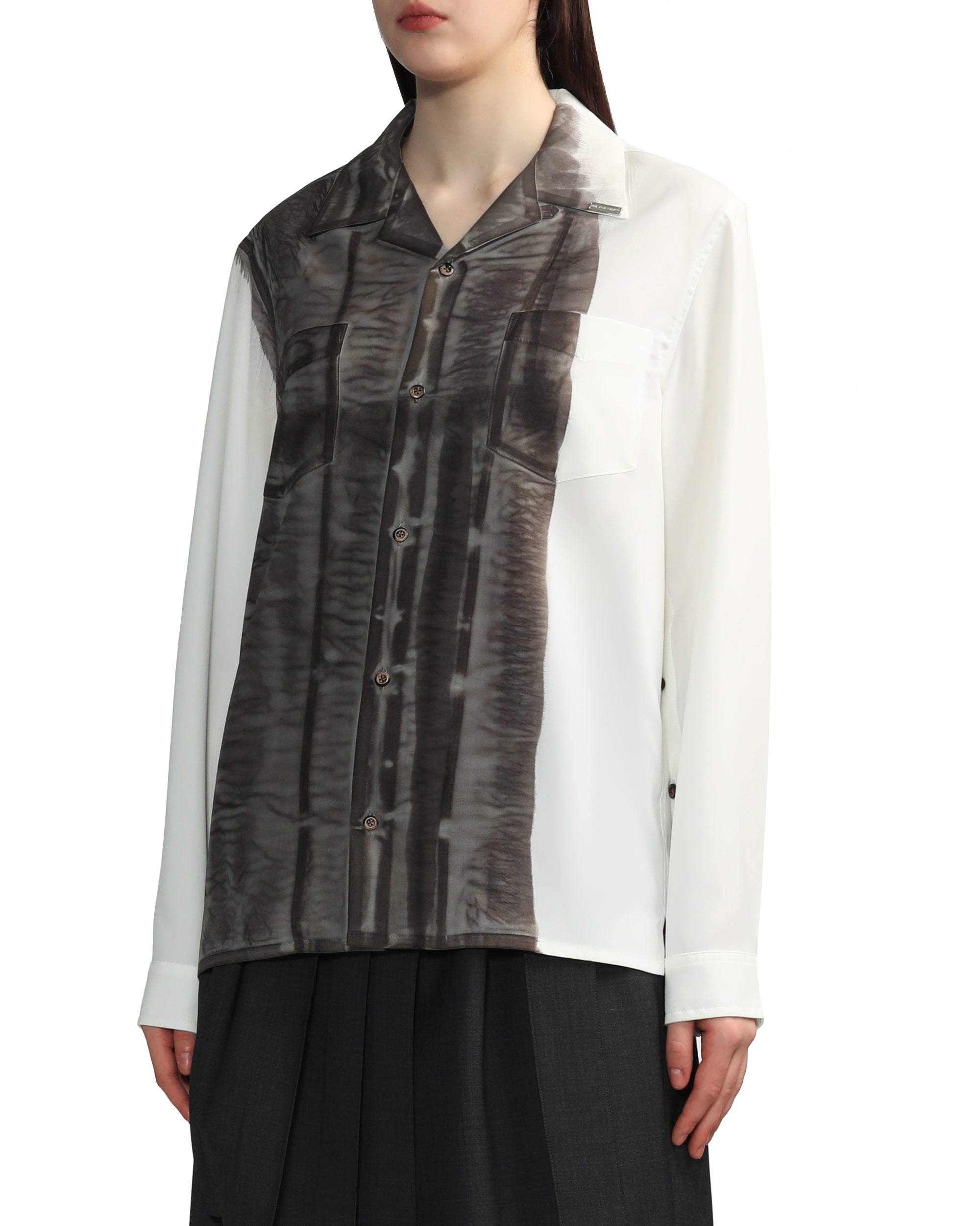 MIKAGE SHIN Leather-like hand printed shirt