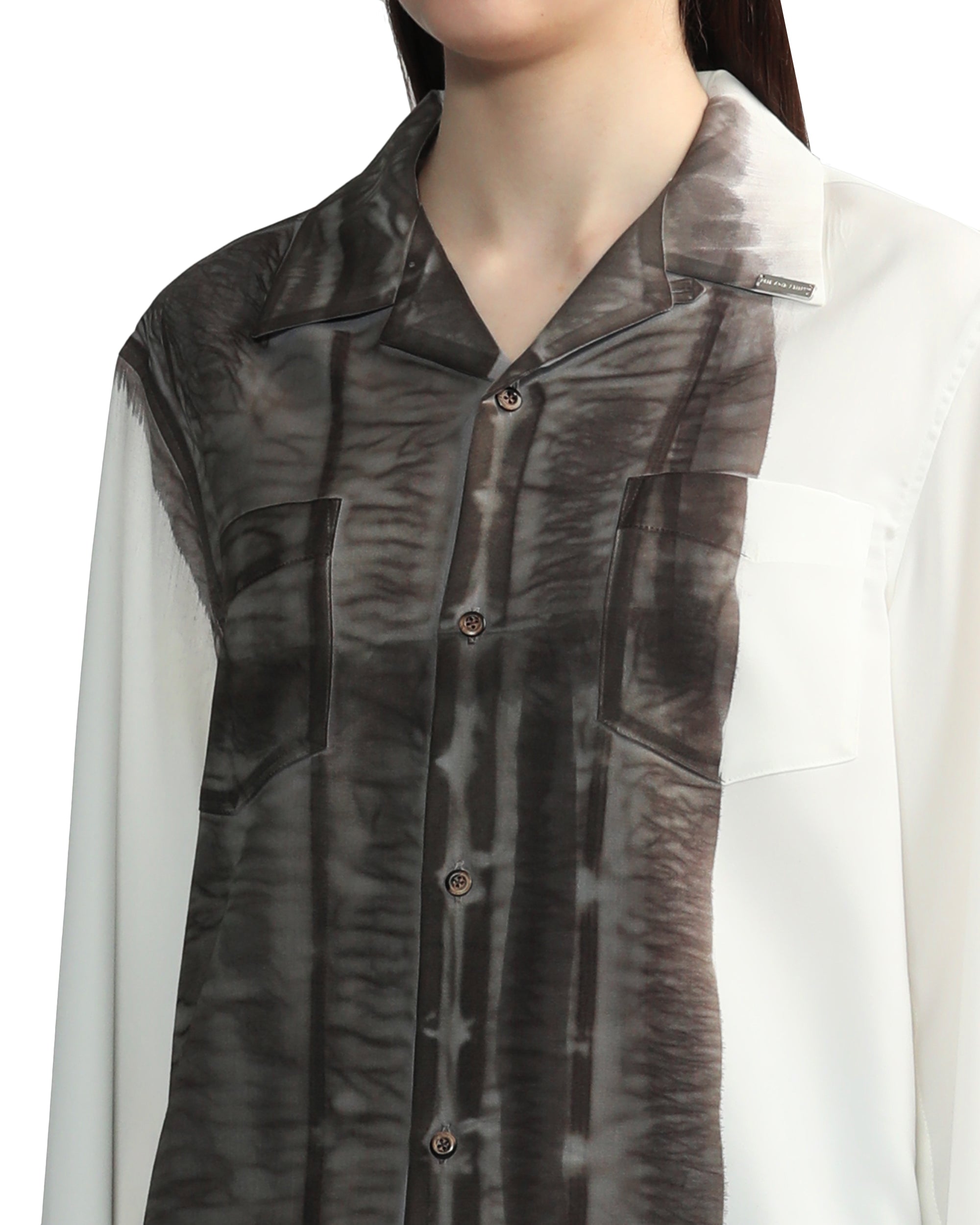 MIKAGE SHIN Leather-like hand printed shirt