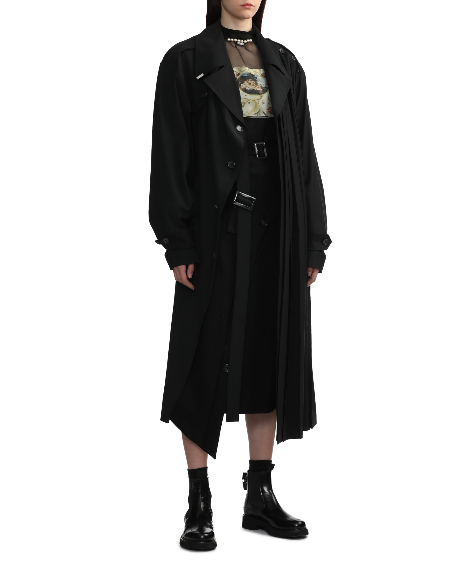 MIKAGE SHIN Asymmetry curvy trench skirt