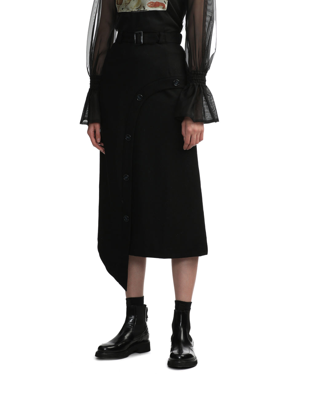 MIKAGE SHIN Asymmetry curvy trench skirt