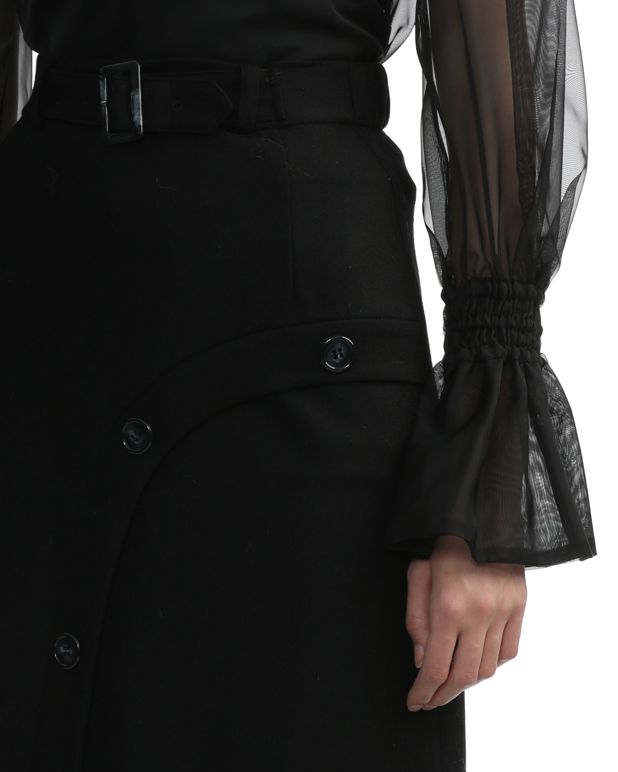 MIKAGE SHIN Asymmetry curvy trench skirt