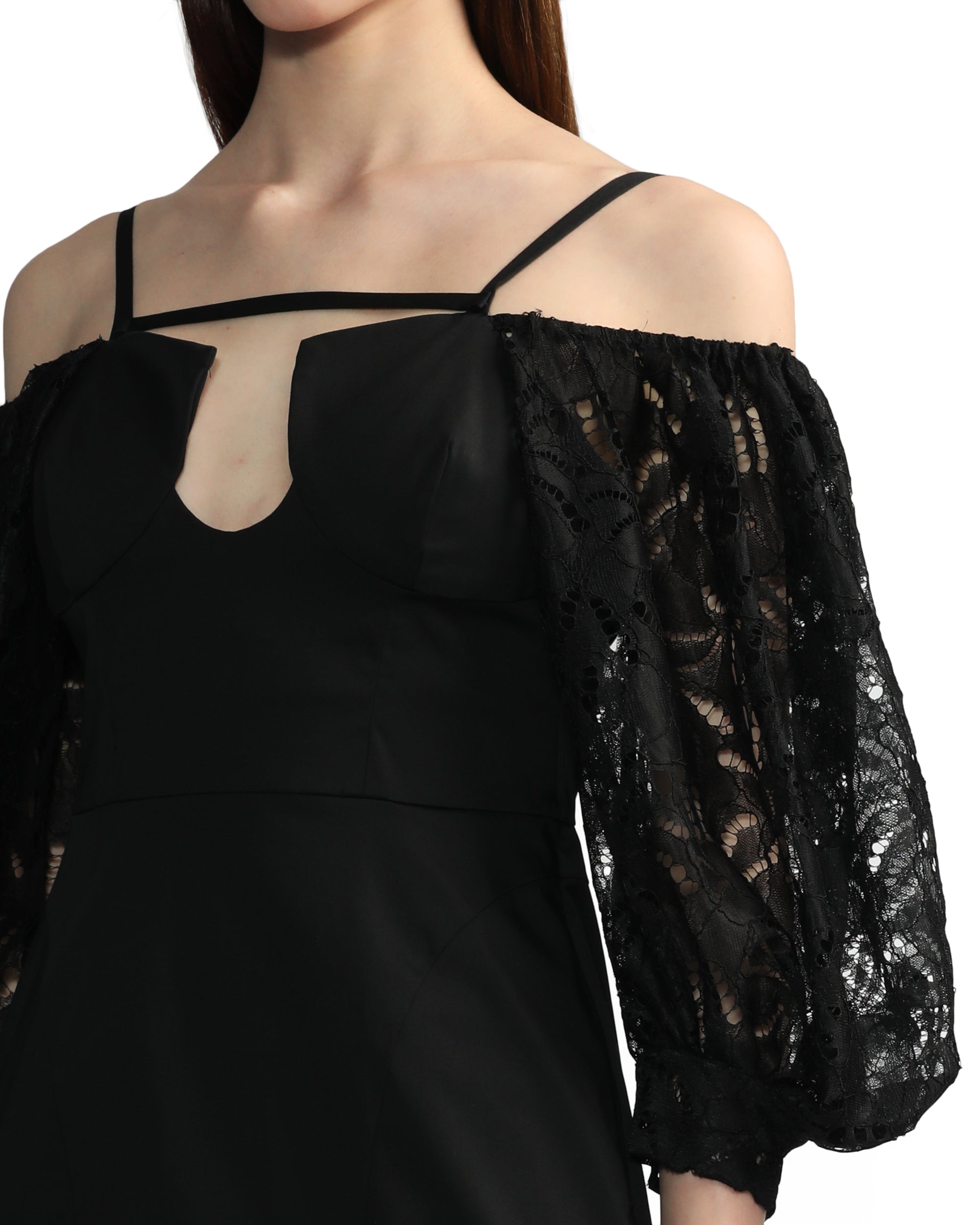 MIKAGE SHIN Lace sculptured off-shoulder dress