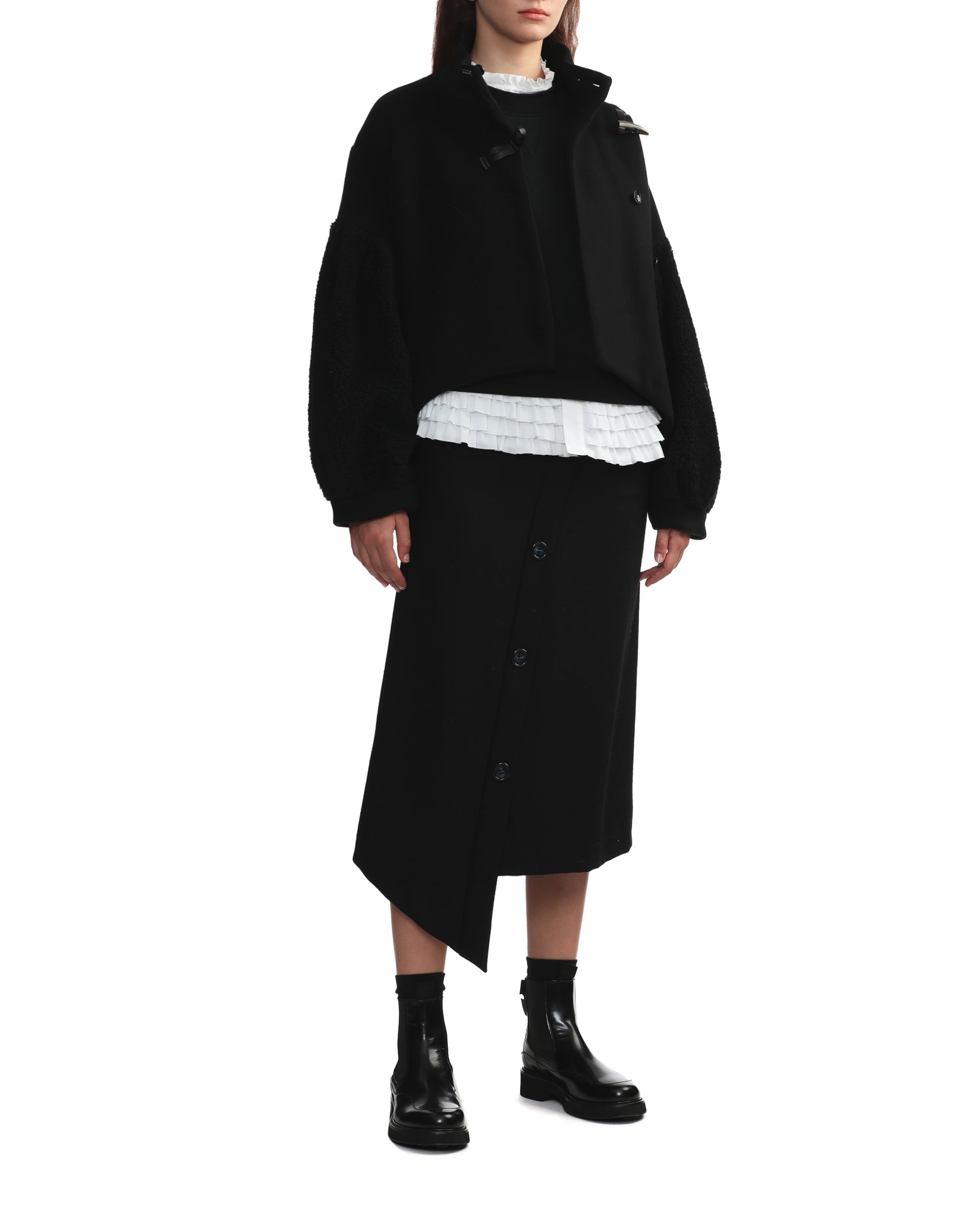 MIKAGE SHIN Bias cut short duffle coat