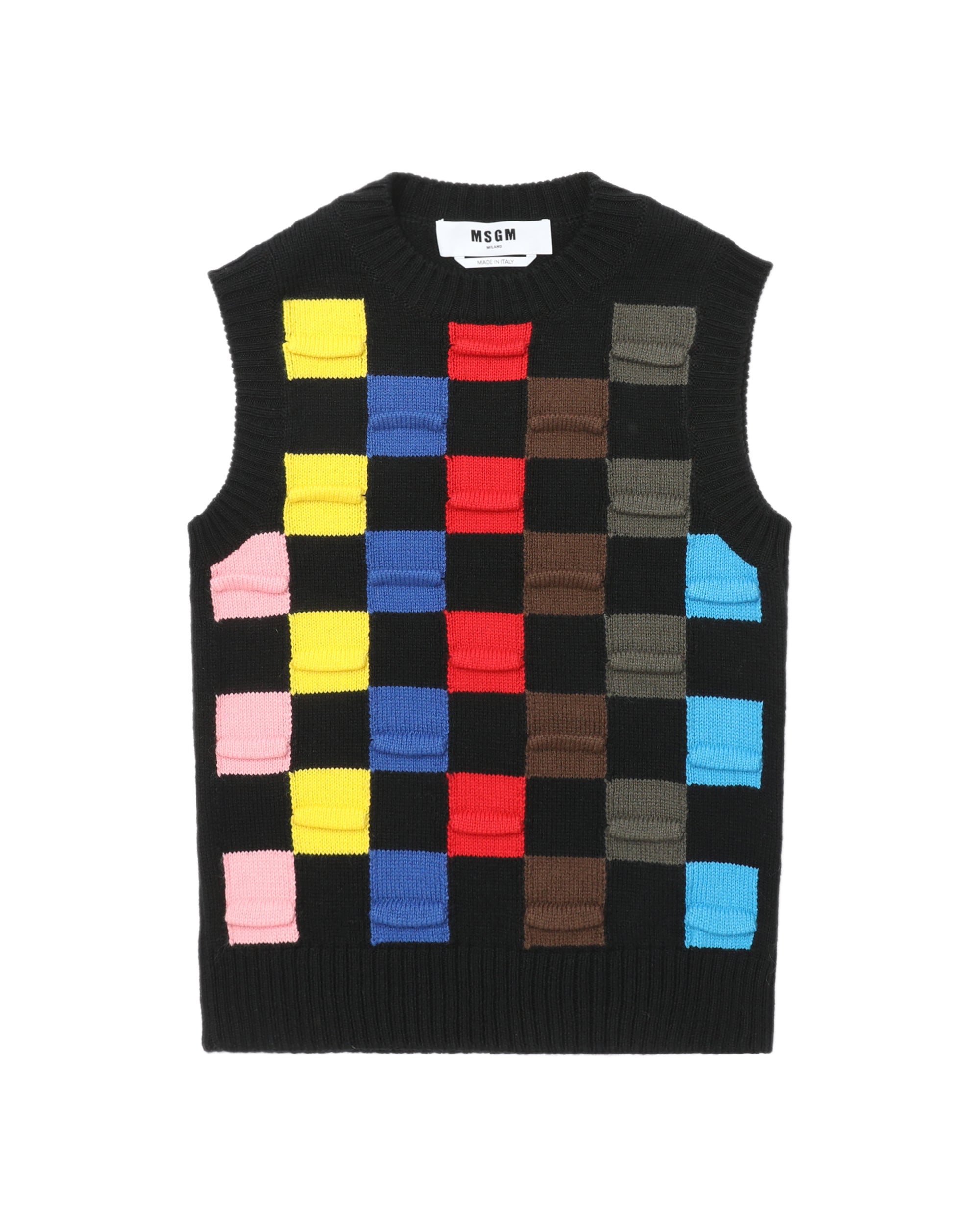 MSGM Checkered knit vest
